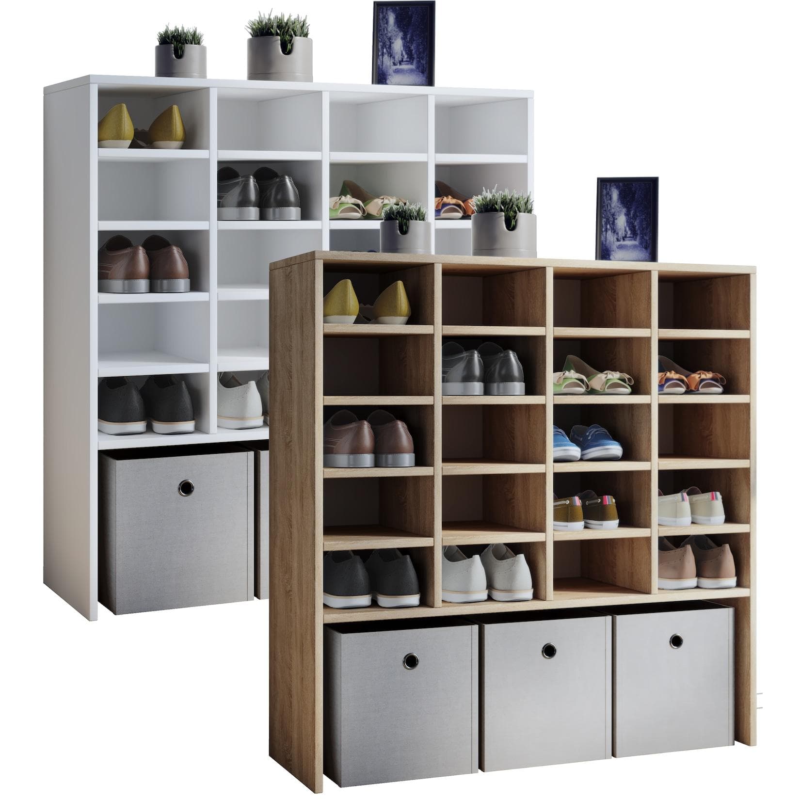 VCM Schuhregal Holz 20 Fächer Schuhkommode