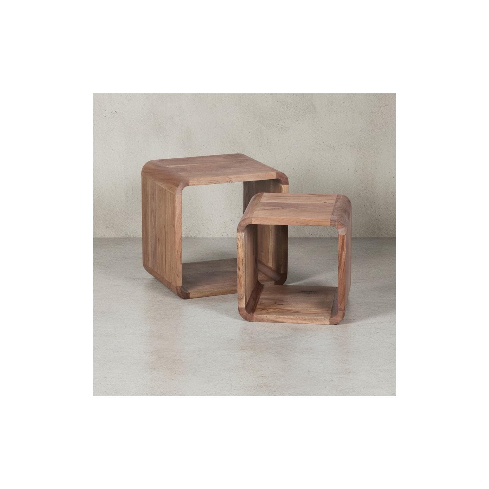 KADIMA DESIGN Moderne Akazie Satztische 2er Set Massivholz