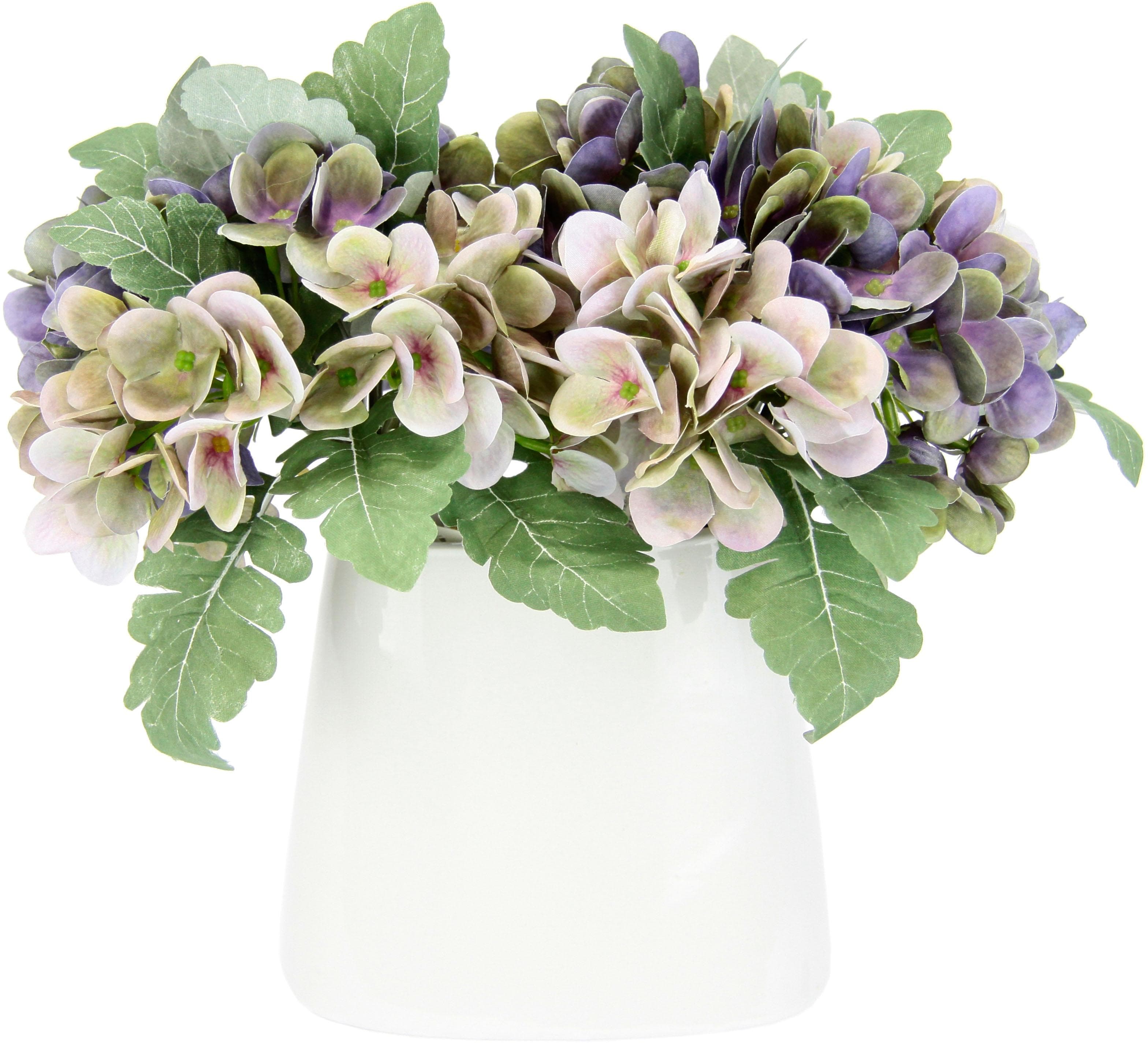 I.GE.A. Hortensienbusch Kunstblume Lila Keramik Vase