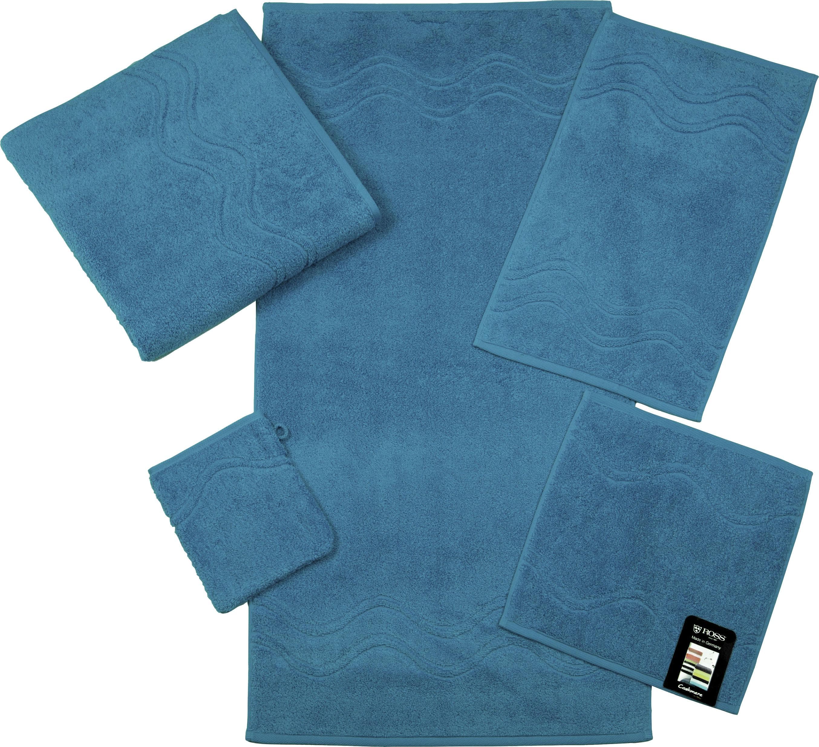 ROSS Cashmere Feeling Waschhandschuh Set 6-tlg. Blau Frottier