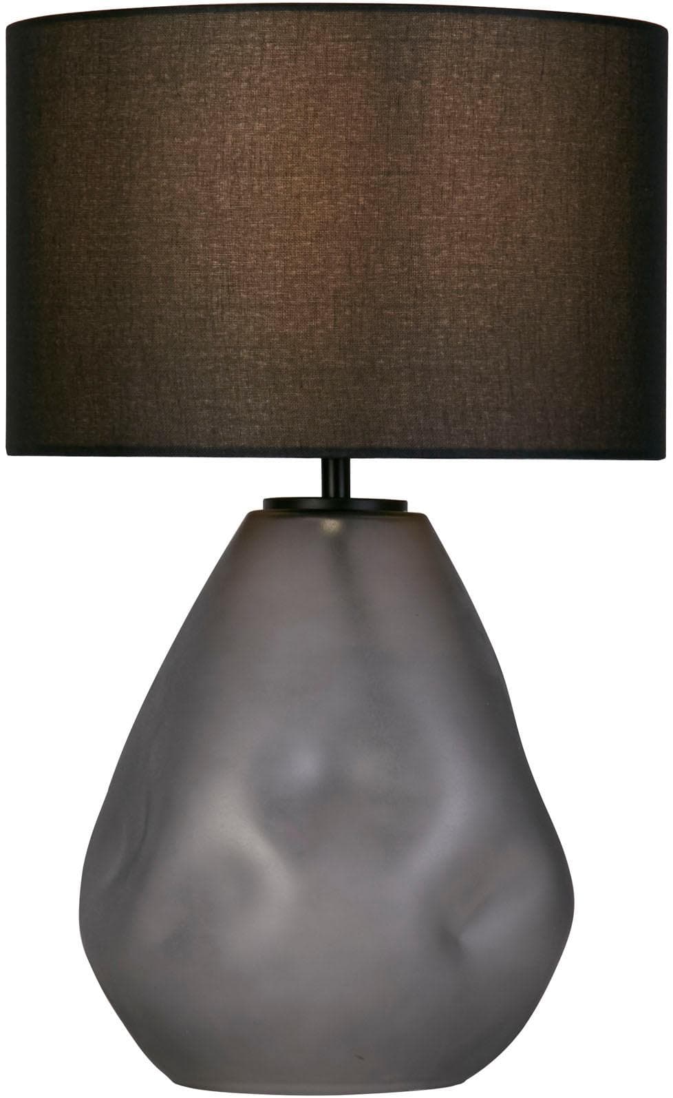 Searchlight Tischlampe Devon Schwarz/Rauchgrau Textil/Glas