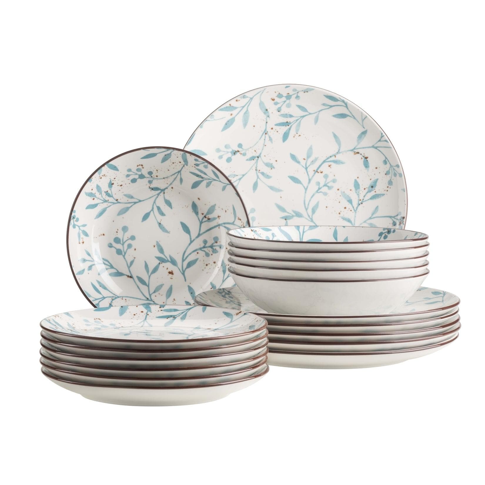 Mäser Teller Set Porzellan Olive Türkis Mittelmeer-Design