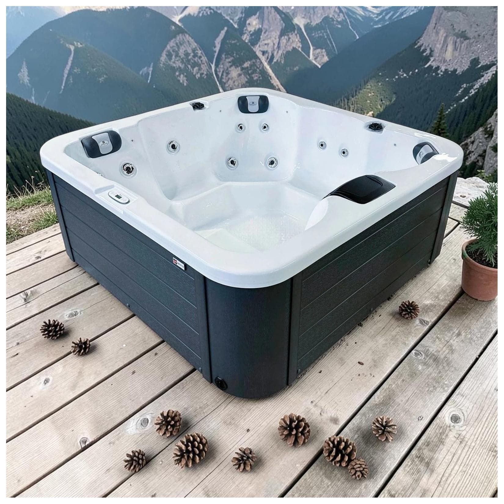 PassionSpa Whirlpool FLAME XL Outdoor-Whirlpool mit 20 Edelstahl-Jets