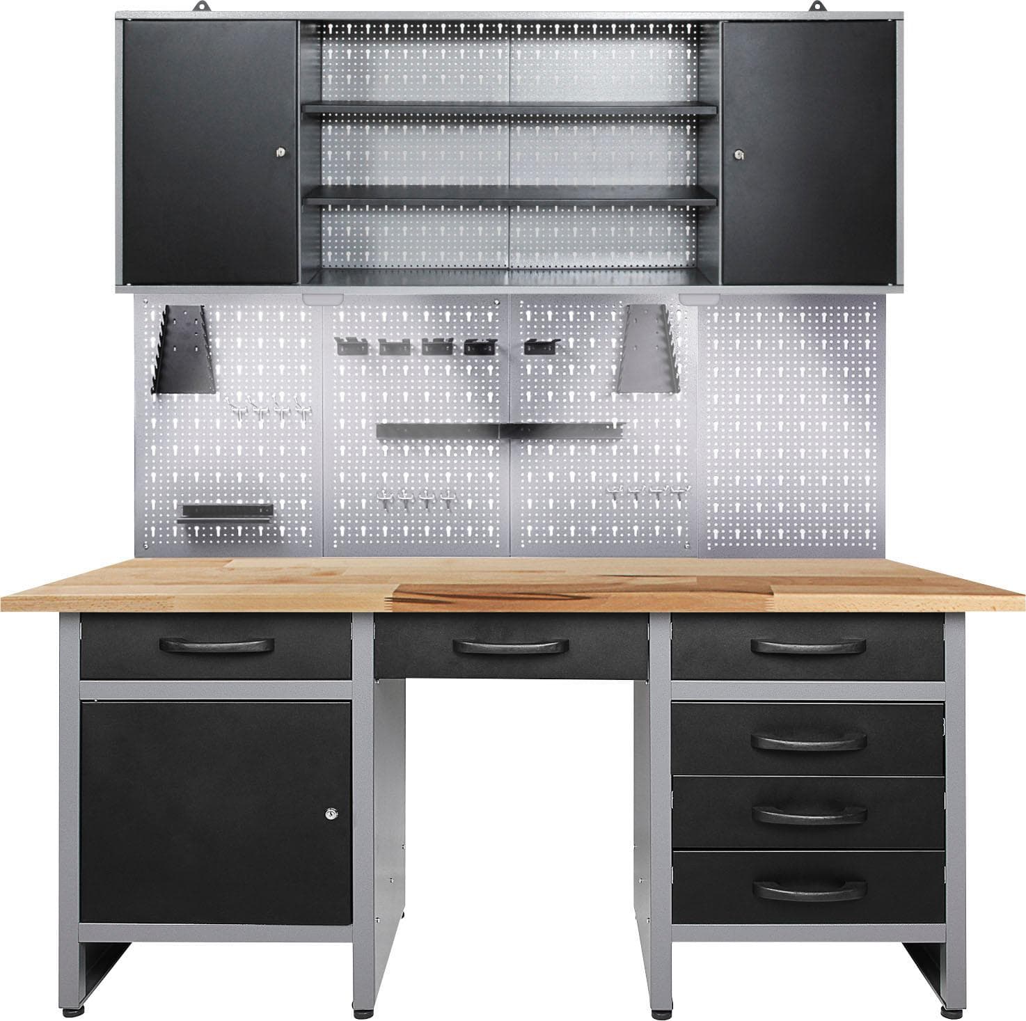 ONDIS24 Werkstatt-Set Harry Metall Anthrazit Schwarz mit LED & Stauraum