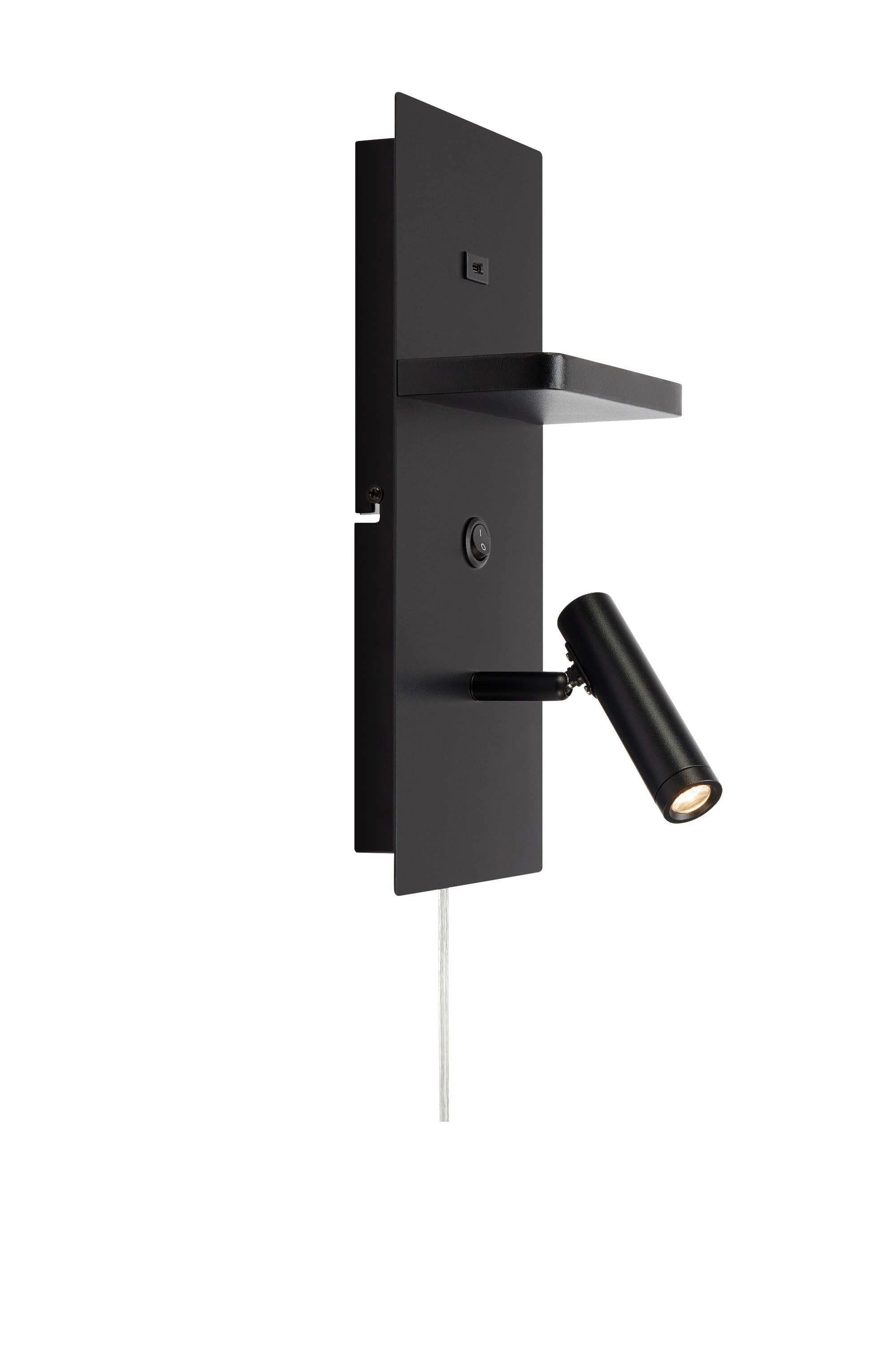 LED-Wandleuchte Carica Schwarz Metall USB-Port