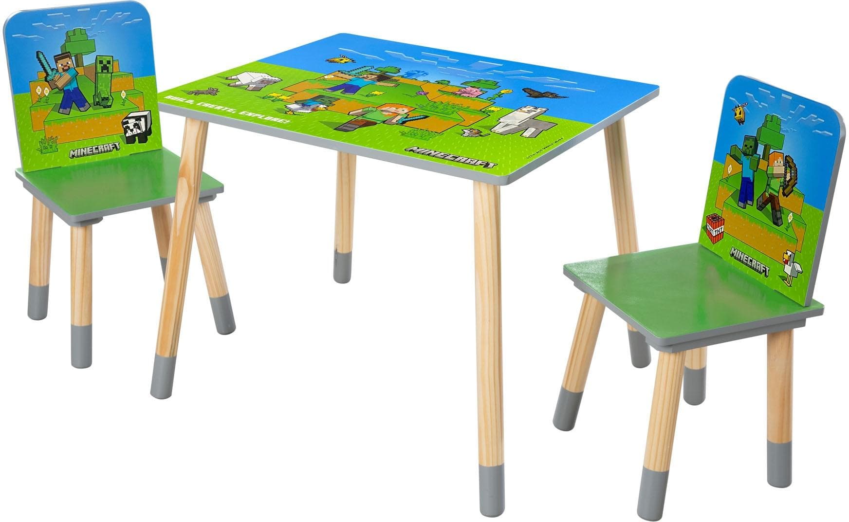 Phoenix Minecraft Kindersitzgruppe Set mit Tisch und 2 Stühlen