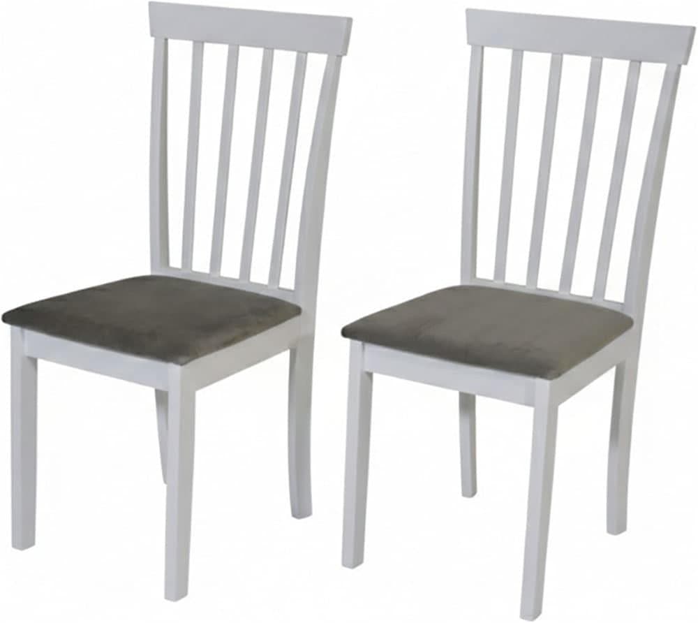 JAHNKE Esszimmerstuhl LITE SIT DUO 2er Set Weiß/Silbergrau Massivholz