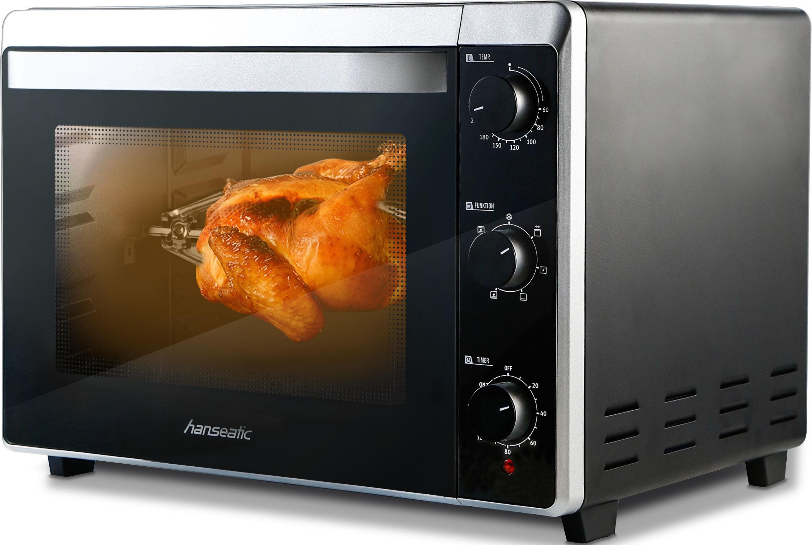 HANSEATIC Minibackofen XXL Volumen 42 L Zeitschaltuhr Schwarz