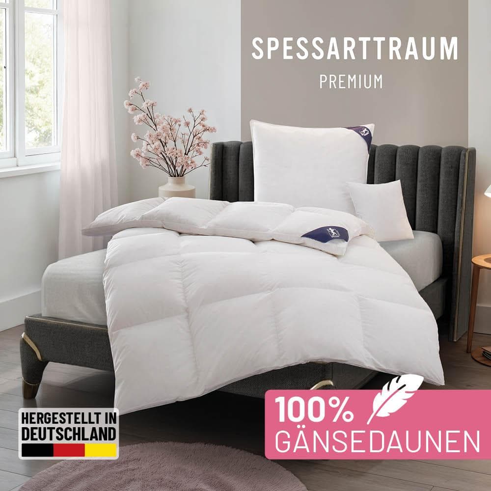 Spessarttraum Gänsedaunenbettdecke Premium Weiss Kassettensteppung