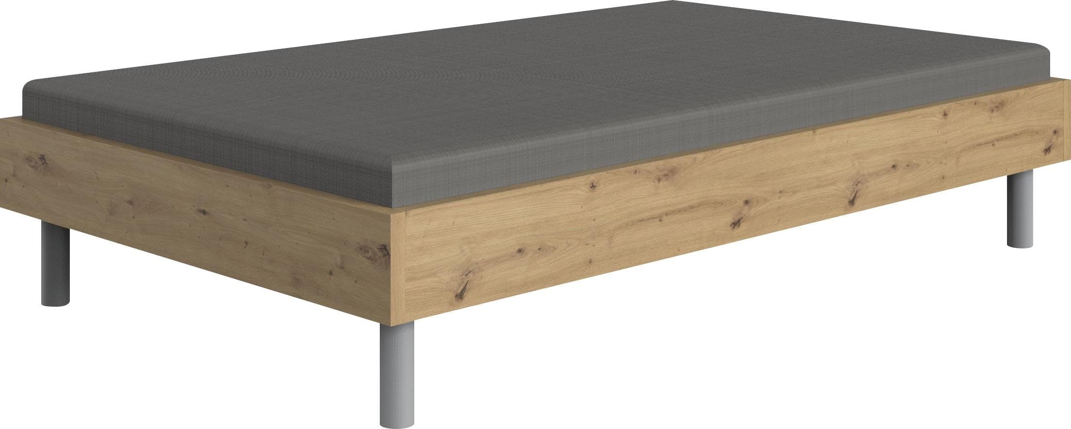 WIMEX Bettgestell Easy Braun Eiche Alufarben 120x200 cm
