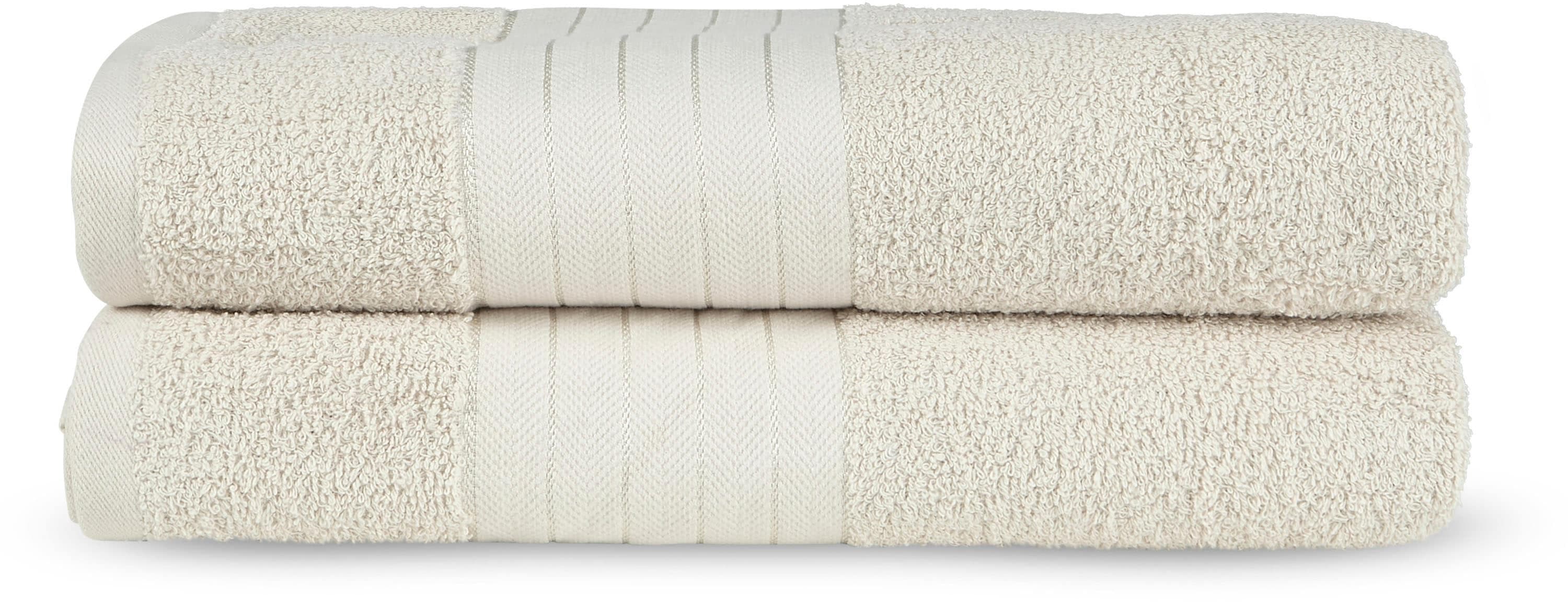 Emotion Badetücher Uni Beige 2er Set Frottee 100% Baumwolle