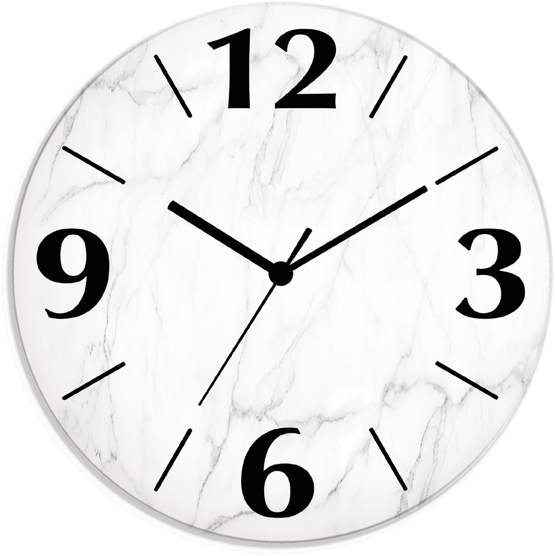 ARTLAND Wanduhr Weiß Marmor Textur Glas Lautlos Quarz oder Funk