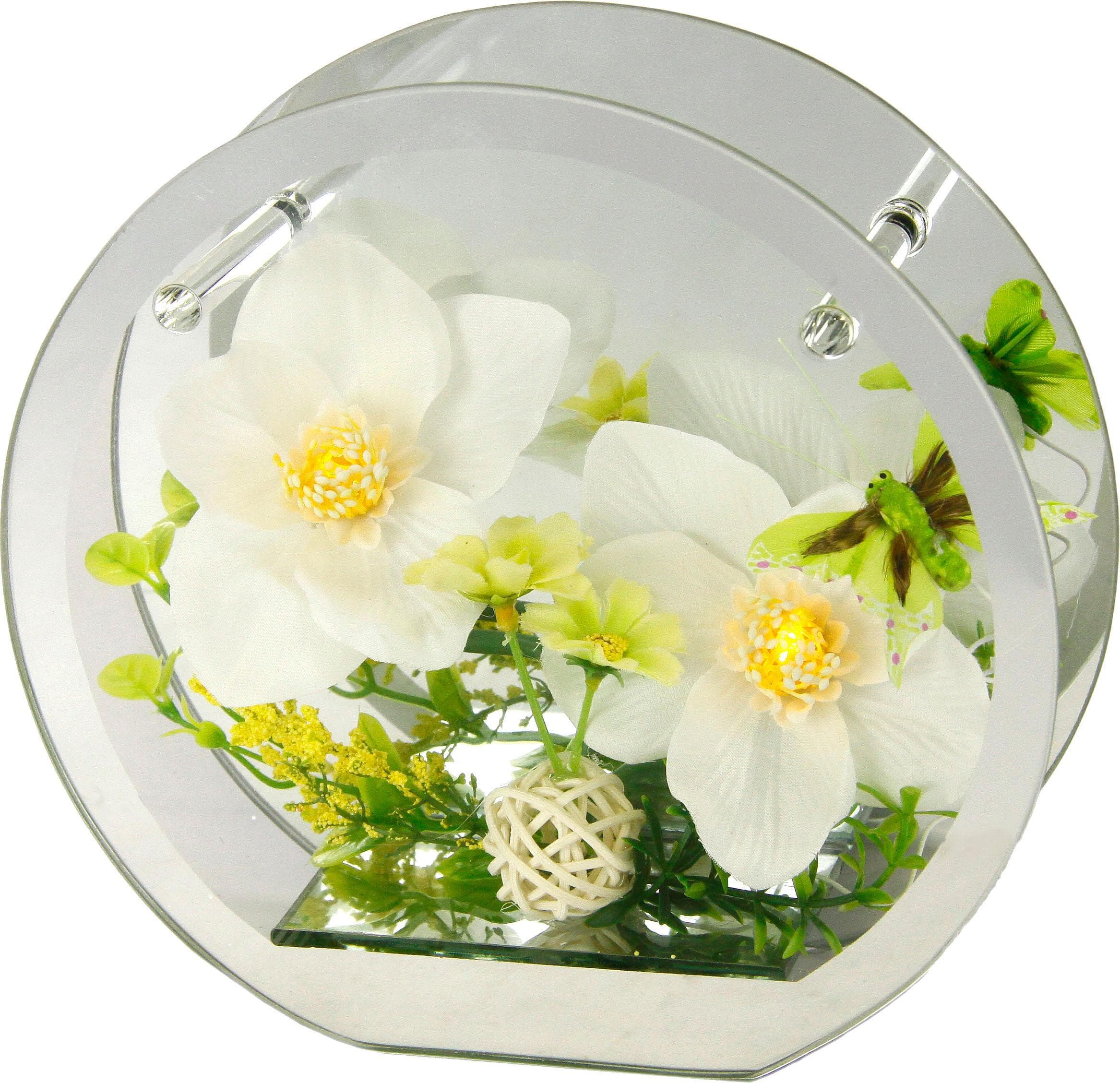 I.GE.A. Kunstpflanze Orchidee mit LED-Beleuchtung im Glas