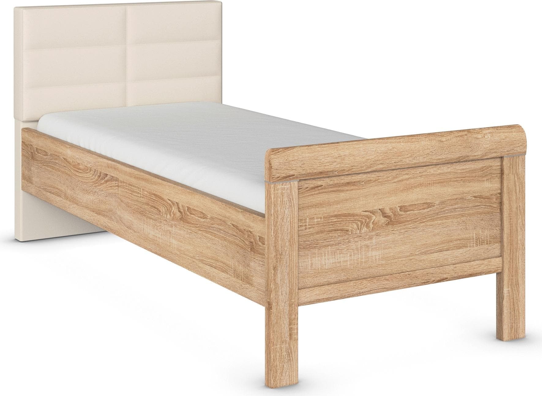Rauch Bett Evelyn Einzelbett Braun Eiche Sonoma Polsterkopfteil