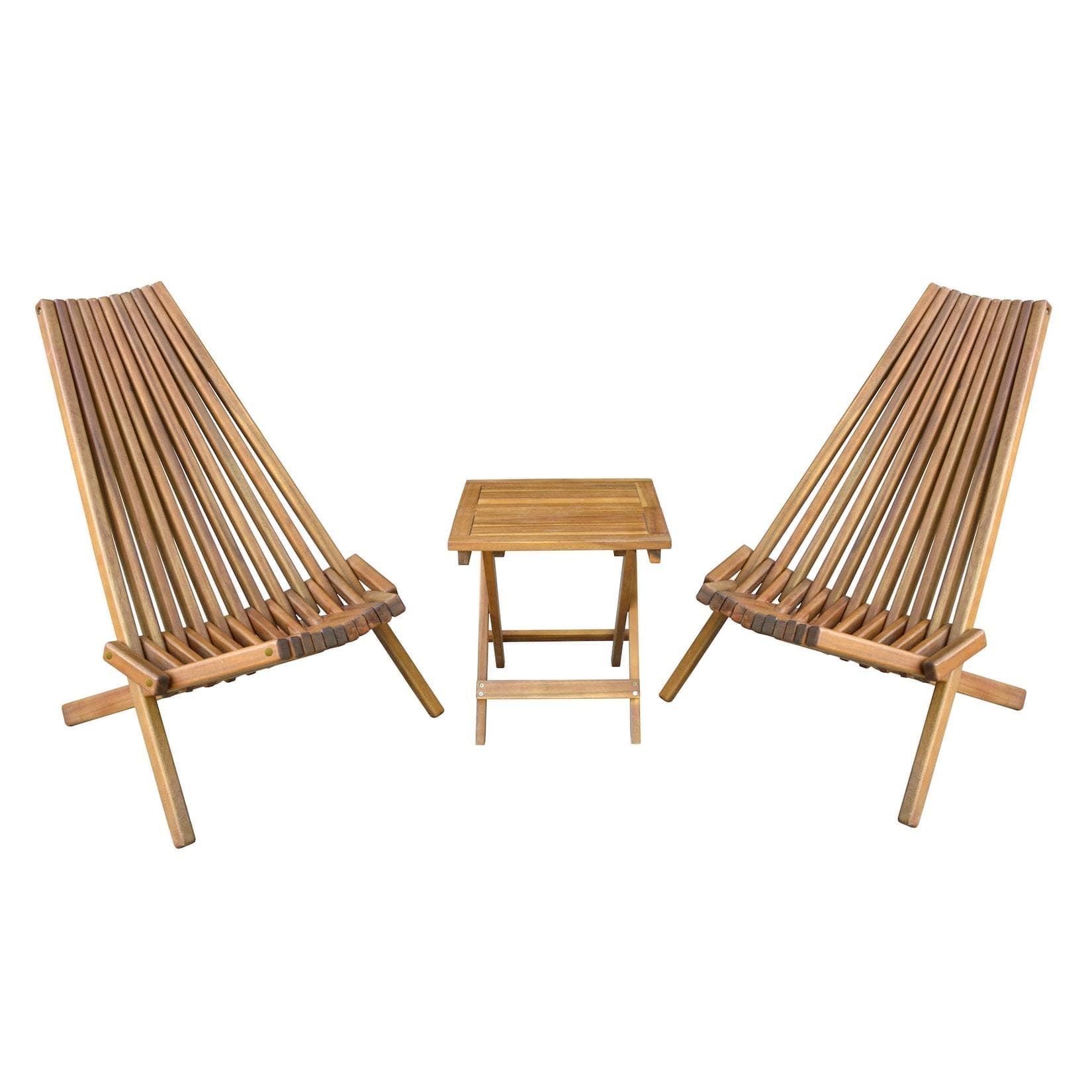 Marktkauf 2er Set Holzliegestuhl mit Tisch aus Akazie klappbar