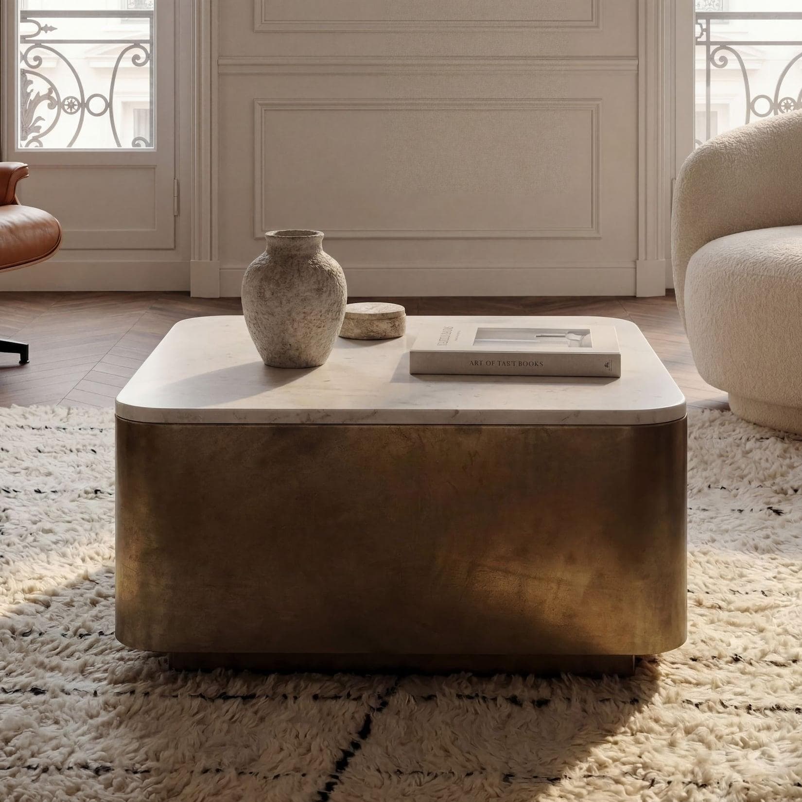 Couchtisch Marmorplatte Weiß Gold Metall