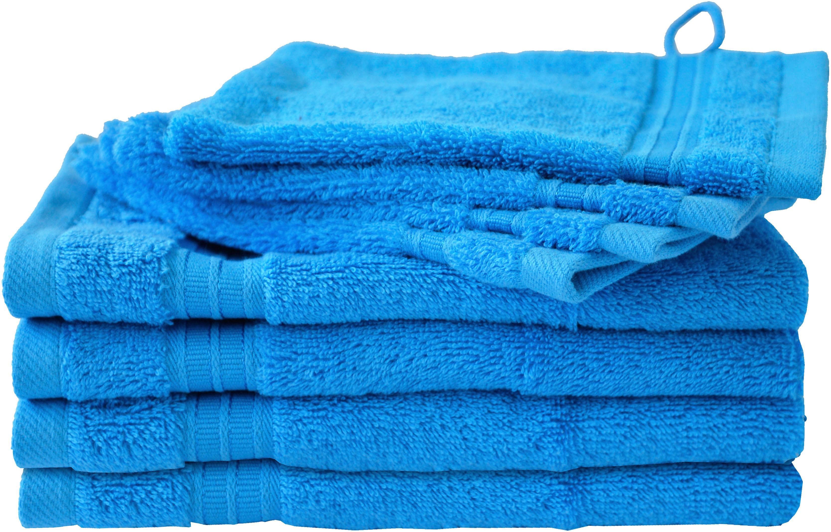 DYCKHOFF Handtuch Set Siena 8-tlg. Blau Walkfrottier