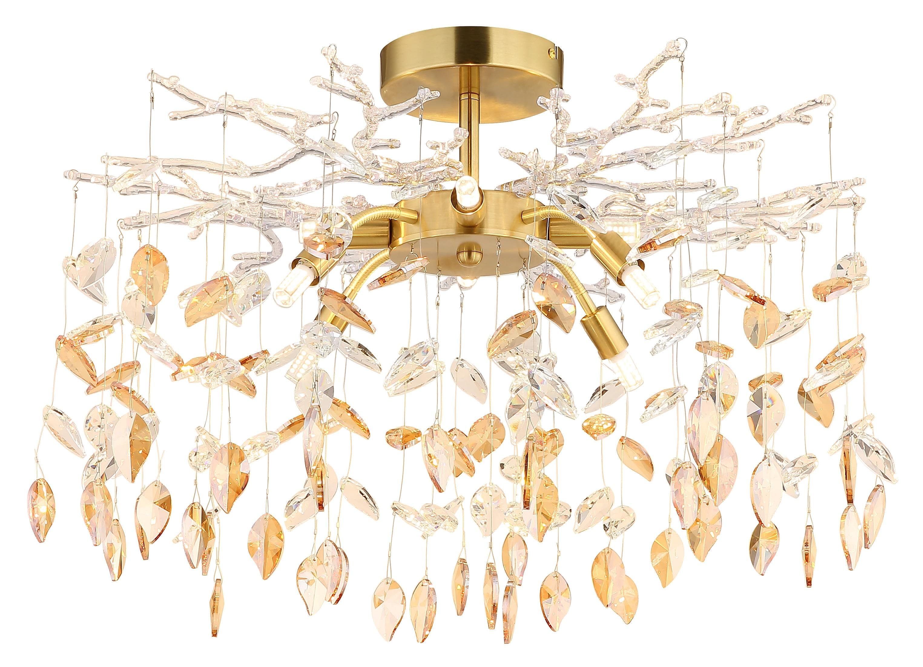 GLOBO LIGHTING Deckenleuchte DANNA Goldfarben Matt mit Kristallen