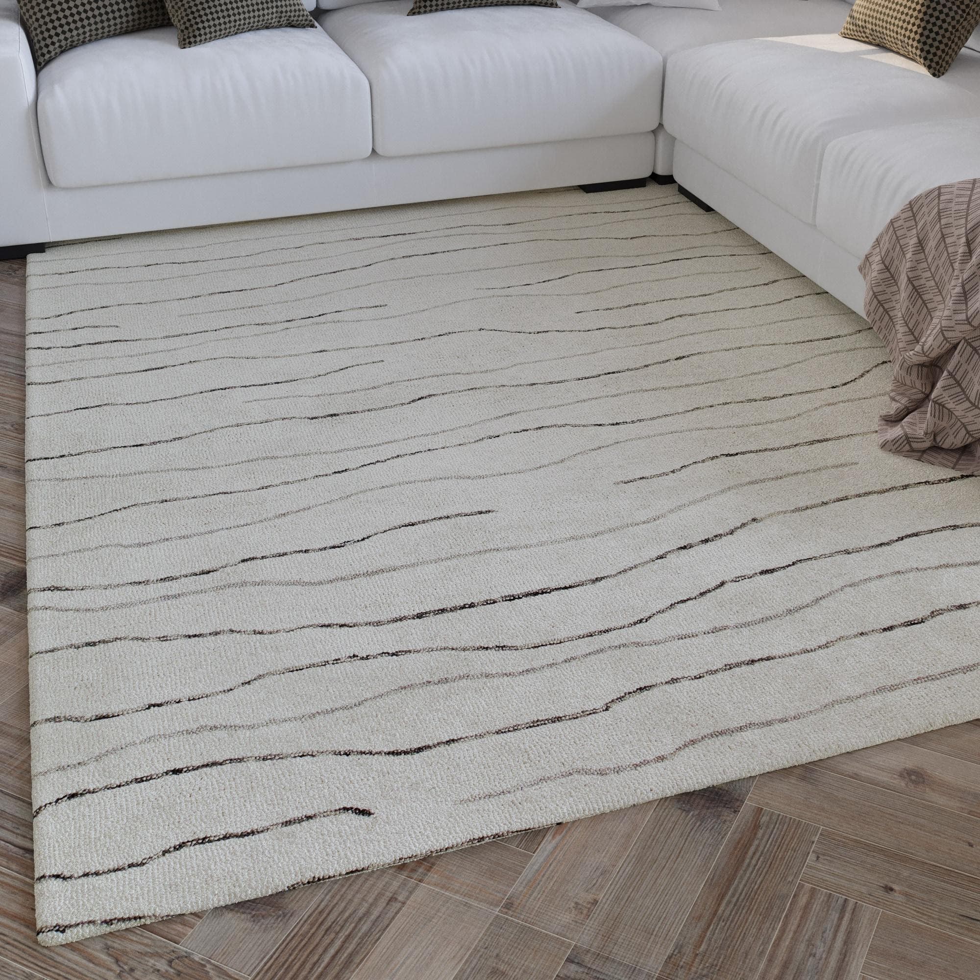 WECON HOME Wollteppich Hamptons ELEVEN creme weiß Kurzflor