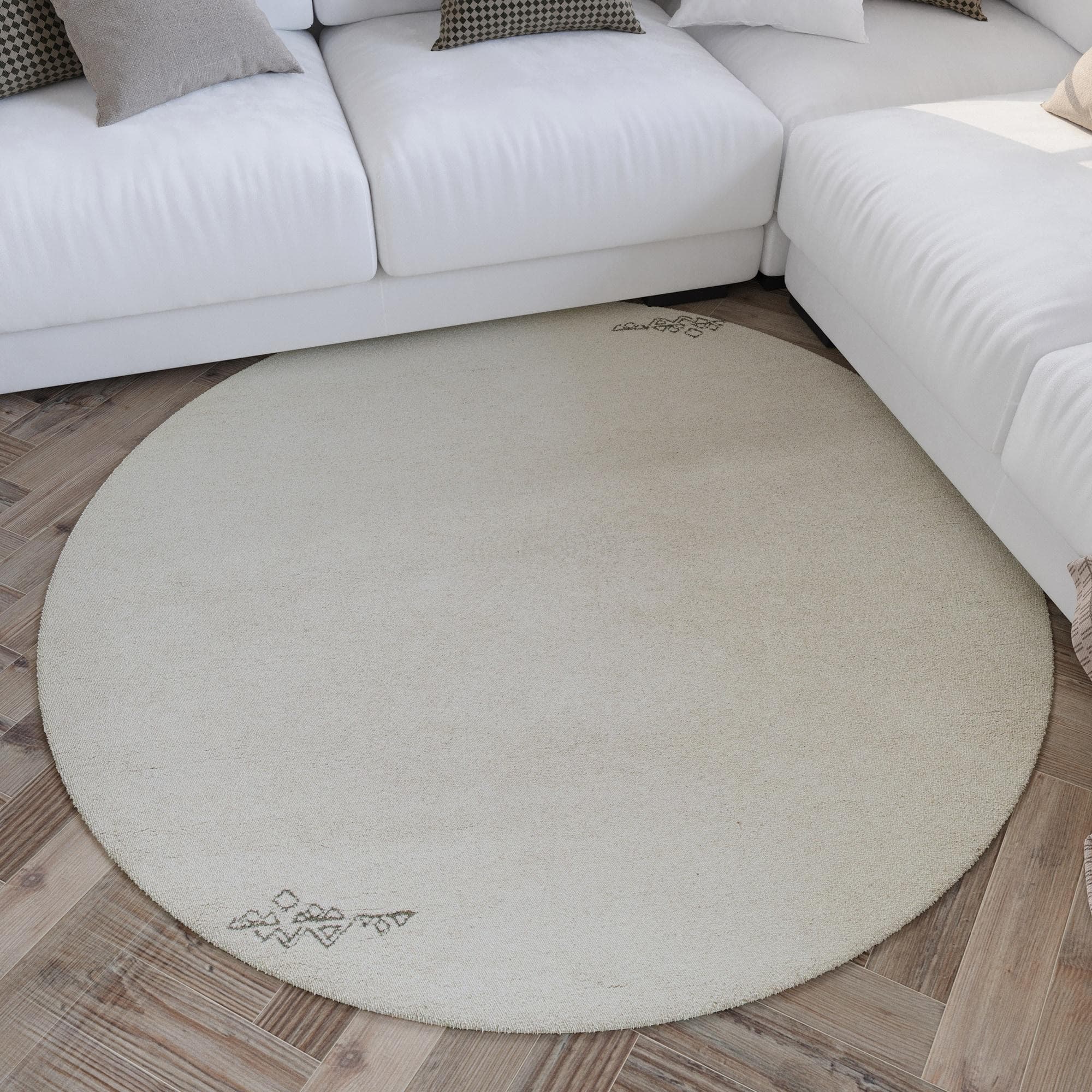 WECON HOME Wollteppich Hamptons FORTYFOUR Rund Beige Schurwolle