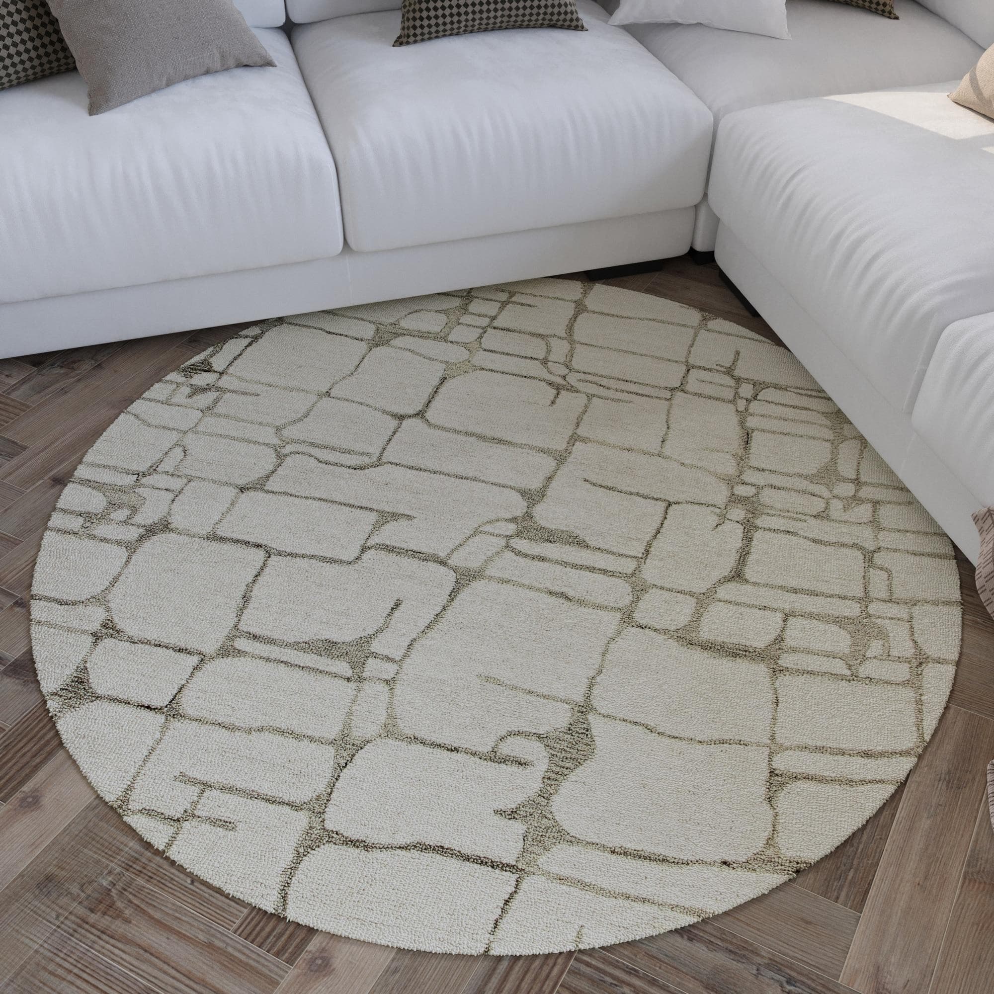 WECON HOME Wollteppich Hamptons TWELVE Cremeweiß Rund