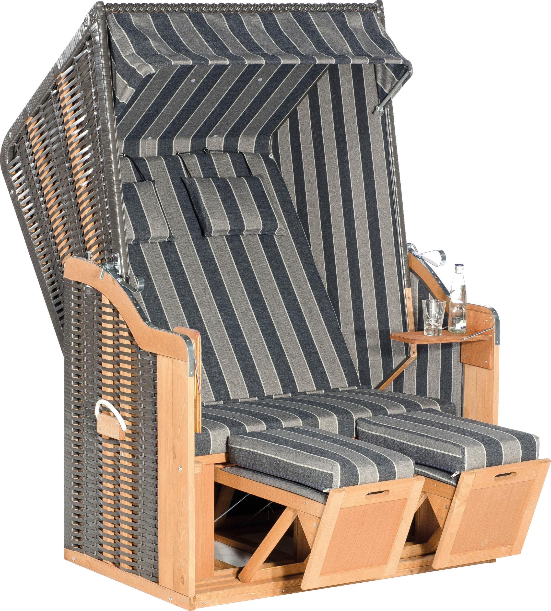 Strandkorb SUNNYSMART Rustikal 50 Plus 2-Sitzer Grau Anthrazit