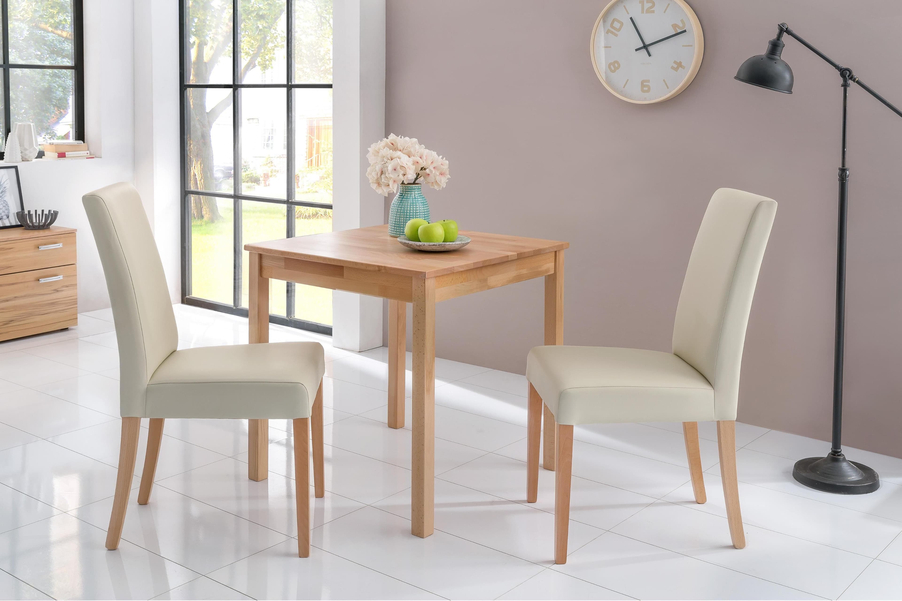 Home Affaire Essgruppe Lea 3-tlg. Beige Creme Massivholz