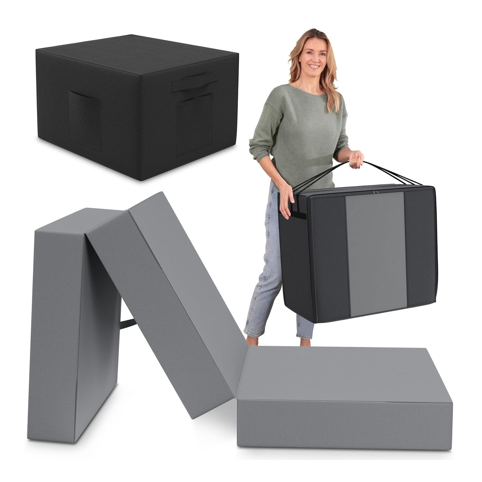 ELONEO Klappmatratze 15 cm mit Husse & Transporttasche Schwarz