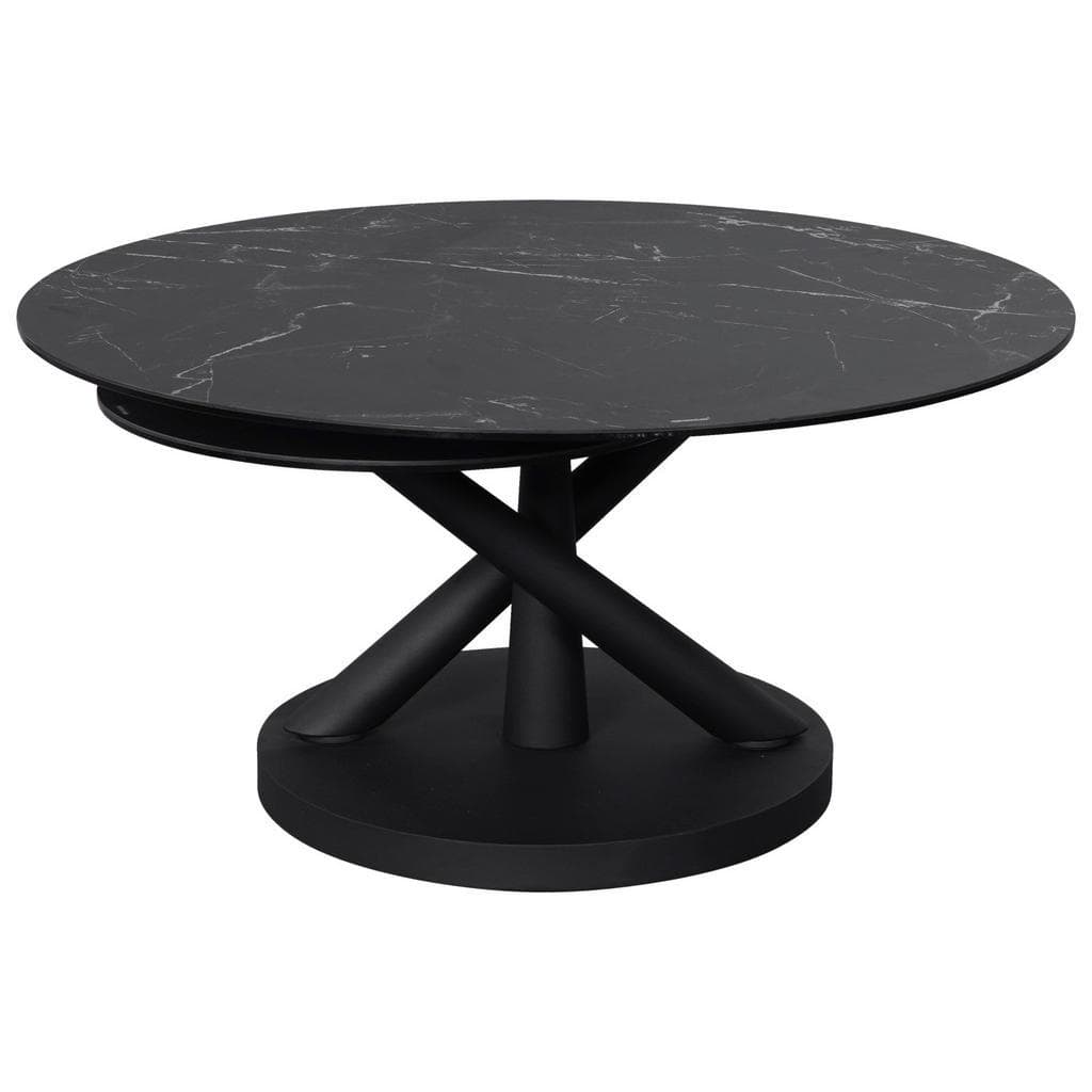 Dieter Knoll Couchtisch Schwarz Metall Glas Keramik Rund Ausziehbar