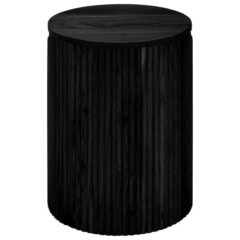 Livetastic Beistelltisch Schwarz Akazie Holz Rund