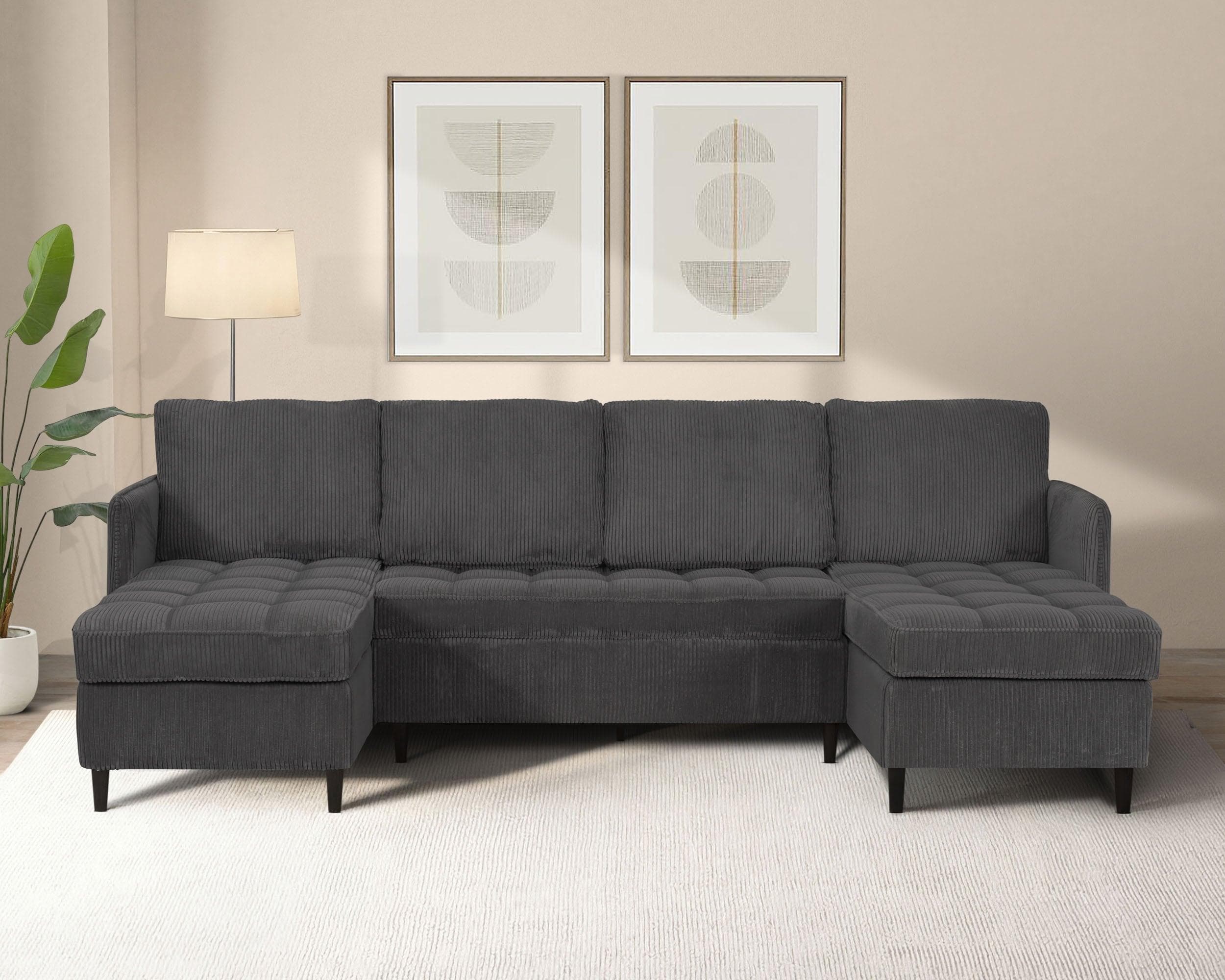 DOREL HOME Wohnlandschaft LINDHUS U-Form Anthrazit Modulsofa