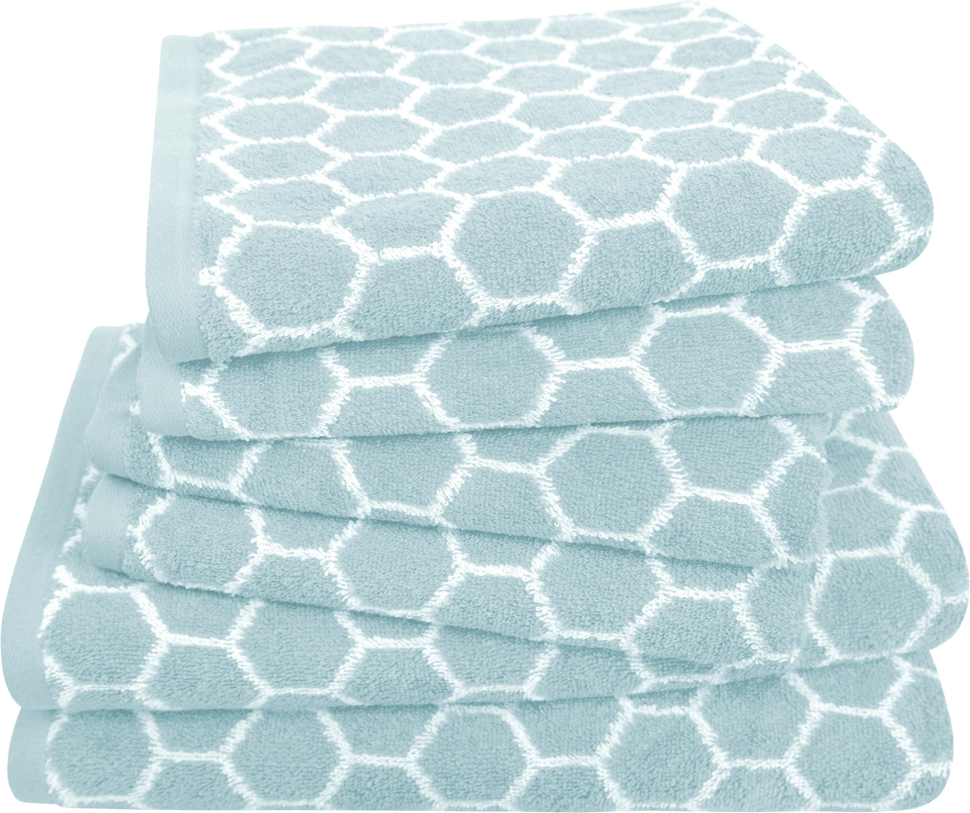 DYCKHOFF Handtuch Set 6-tlg. Blau Frottier BIO Baumwolle