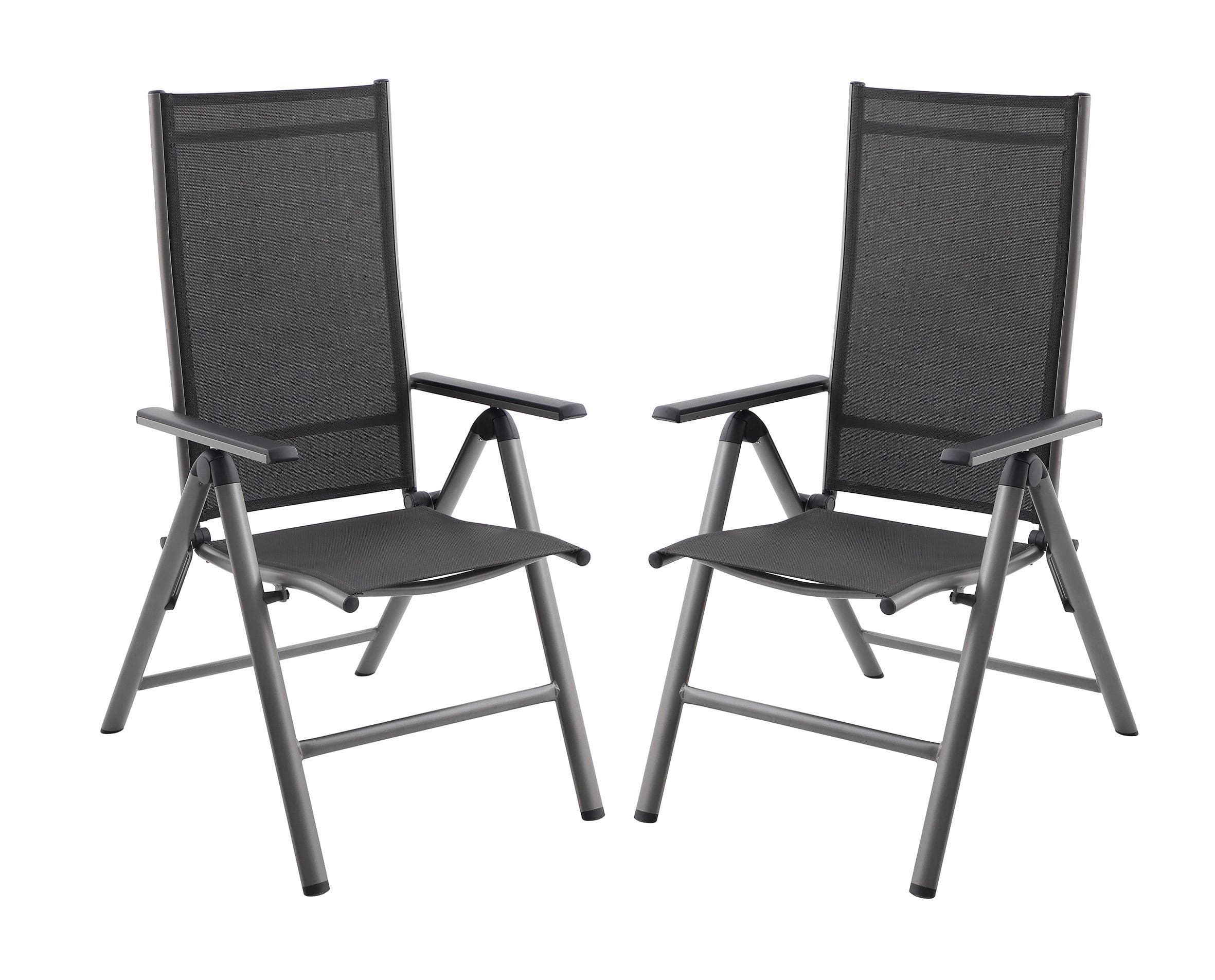 Gartenklappstuhl-Set Hochlehner Marla 2er Set Dunkelgrau/Schwarz