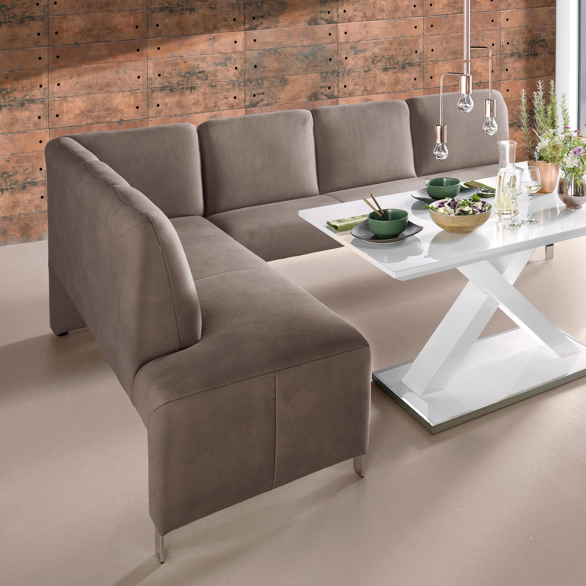 Eckbank EXXPO Intenso Modern Grau Taupe Microfaser
