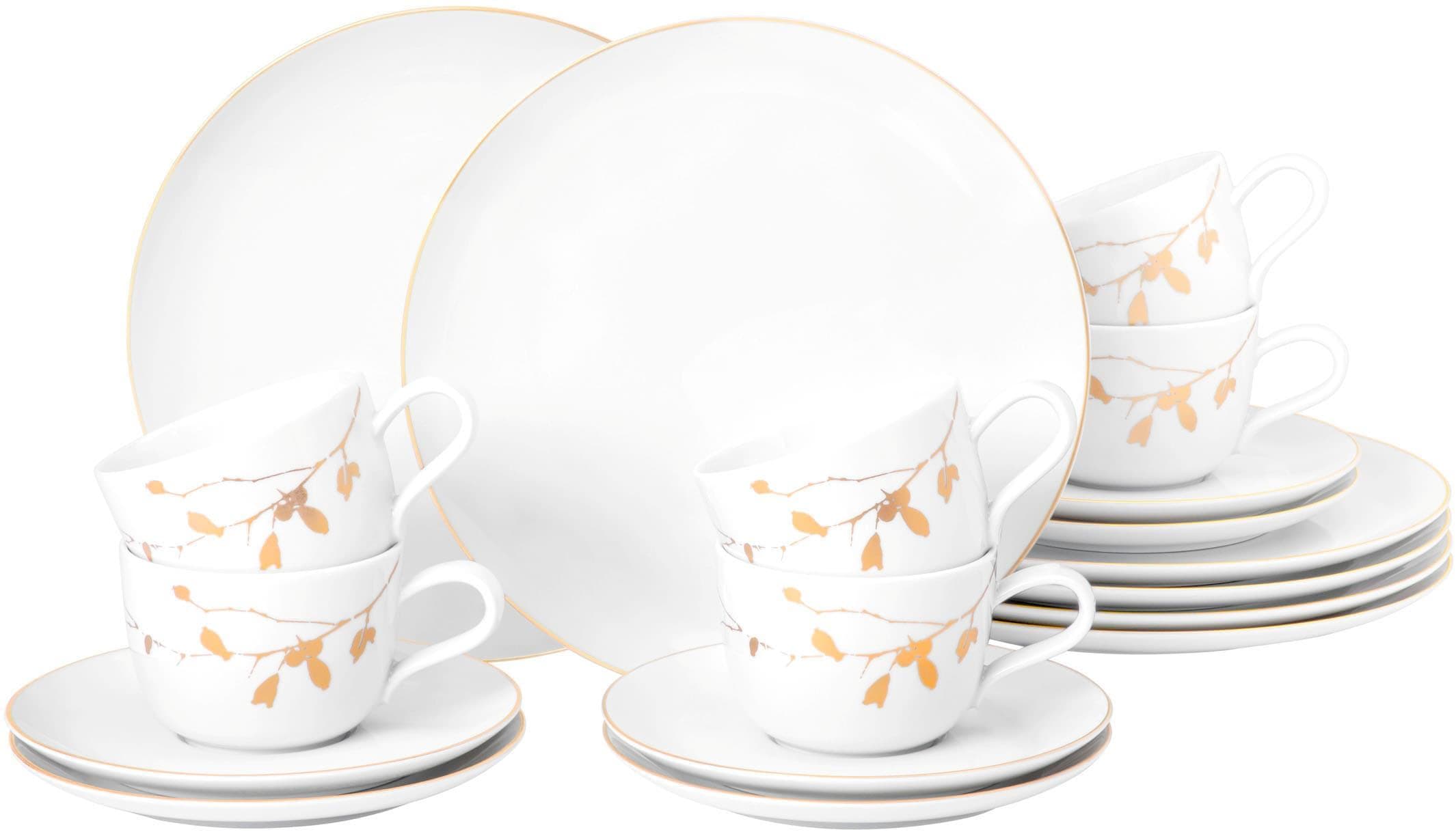 Seltmann Weiden Kaffeeservice 18-tlg. Liberty Golden Rose Hip Weiß/Gold
