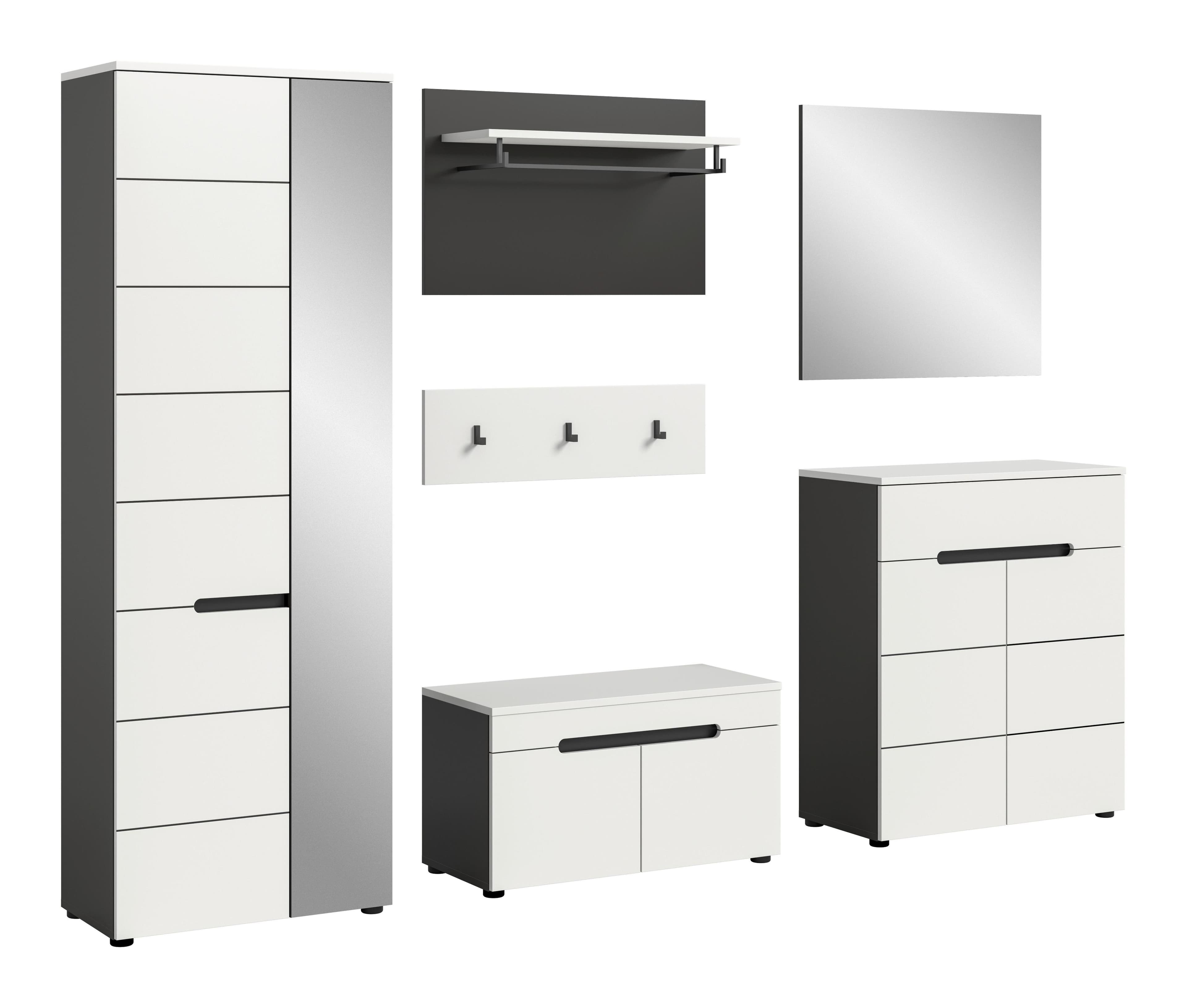 Garderobe CANU 5-teilig Grau/Weiß
