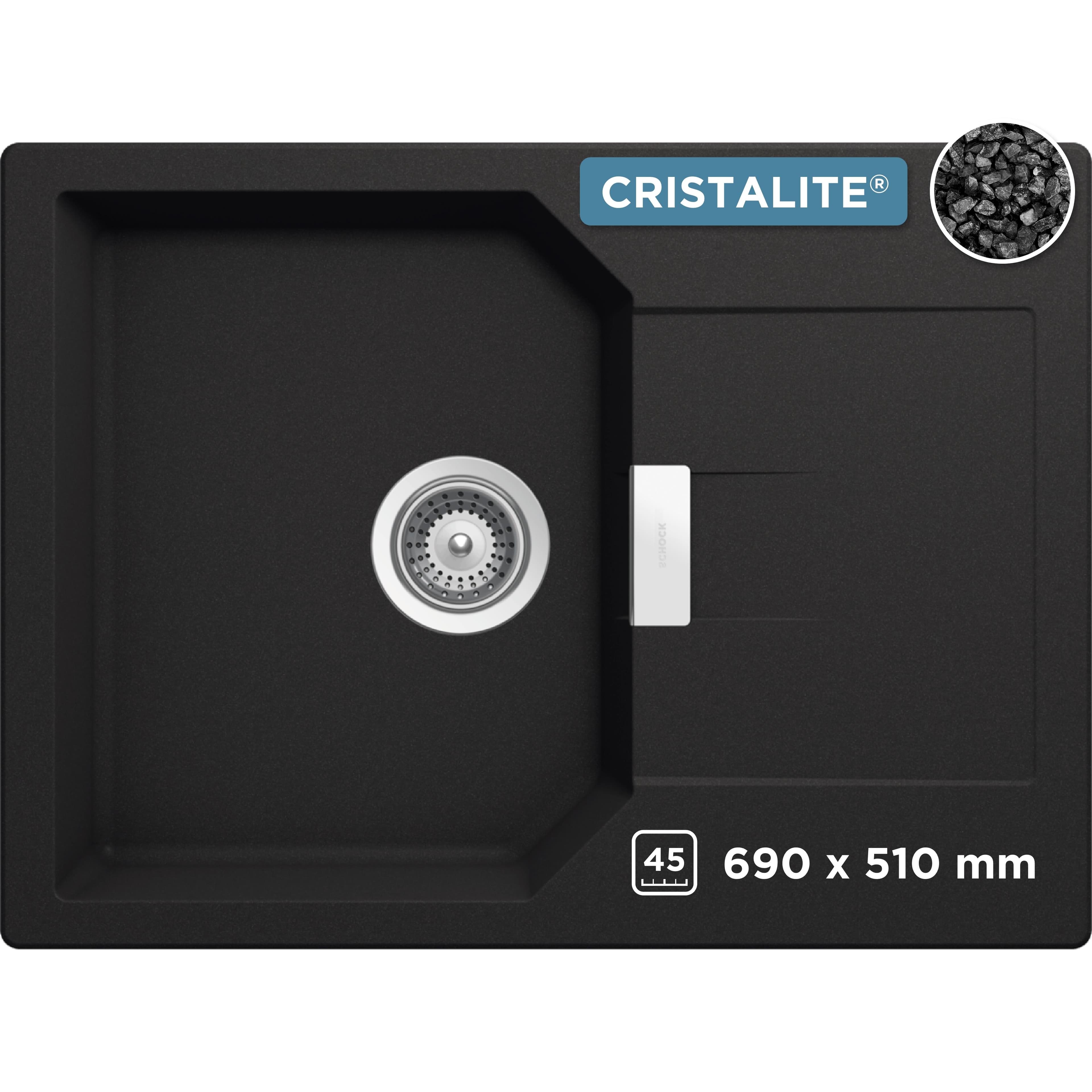 Schock Granitspüle Lucca Schwarz Einbau Überbau Unterbau