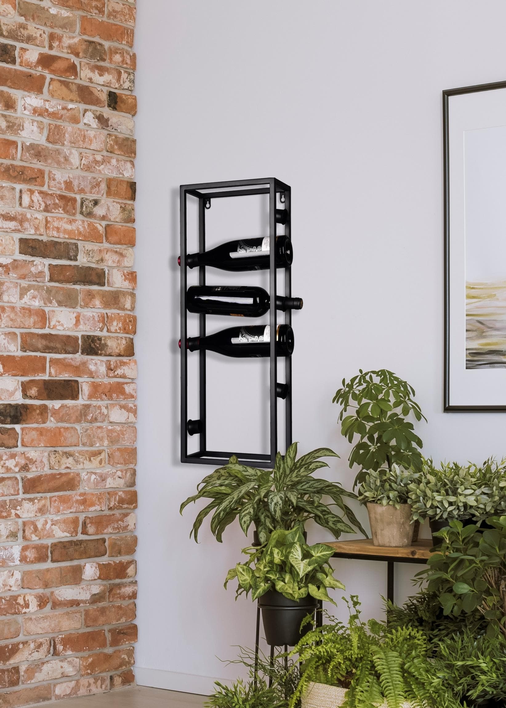 MIRRORS AND MORE Weinregal Annabell schwarz Metall Wandmontage