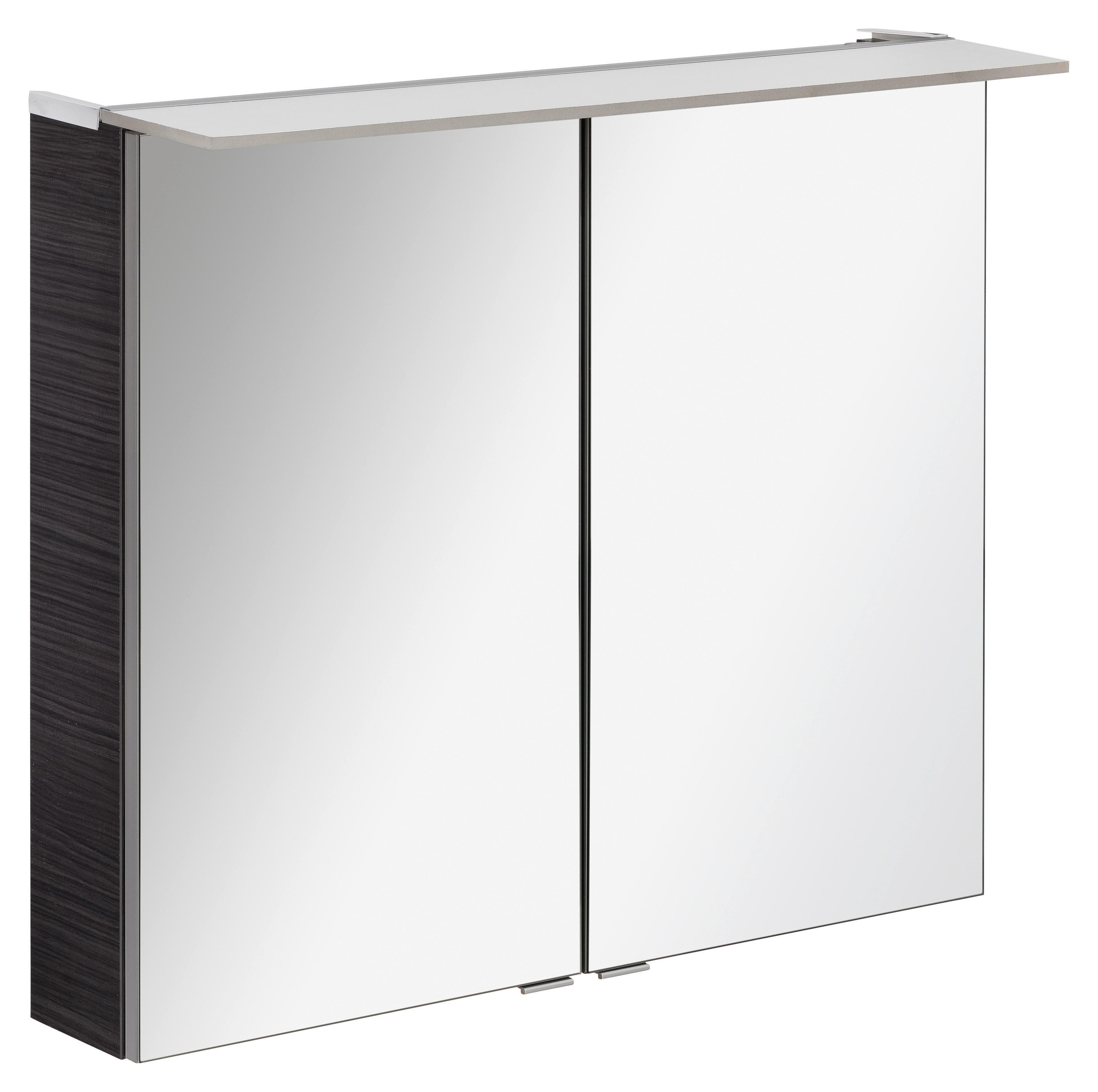 B.Perfekt Spiegelschrank 2-türig mit LED Dunkelbraun