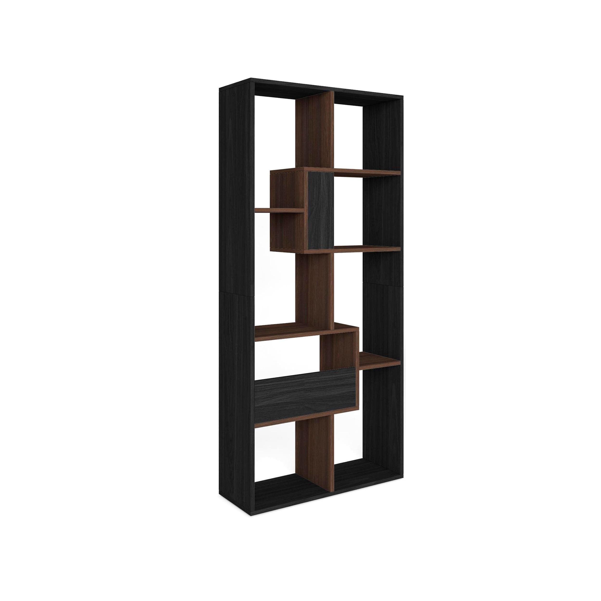 REGAL Bibliothek Schwarz Eiche dunkel 67x31x162cm