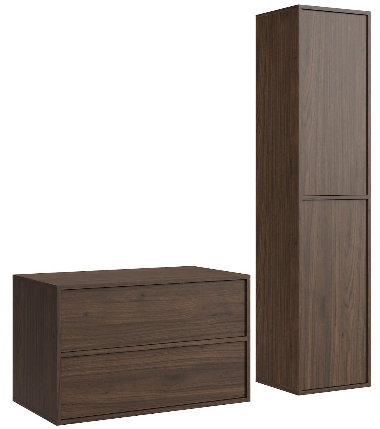 BADMÖBEL-SET Mali 80 cm Walnuss Braun mit Hochschrank