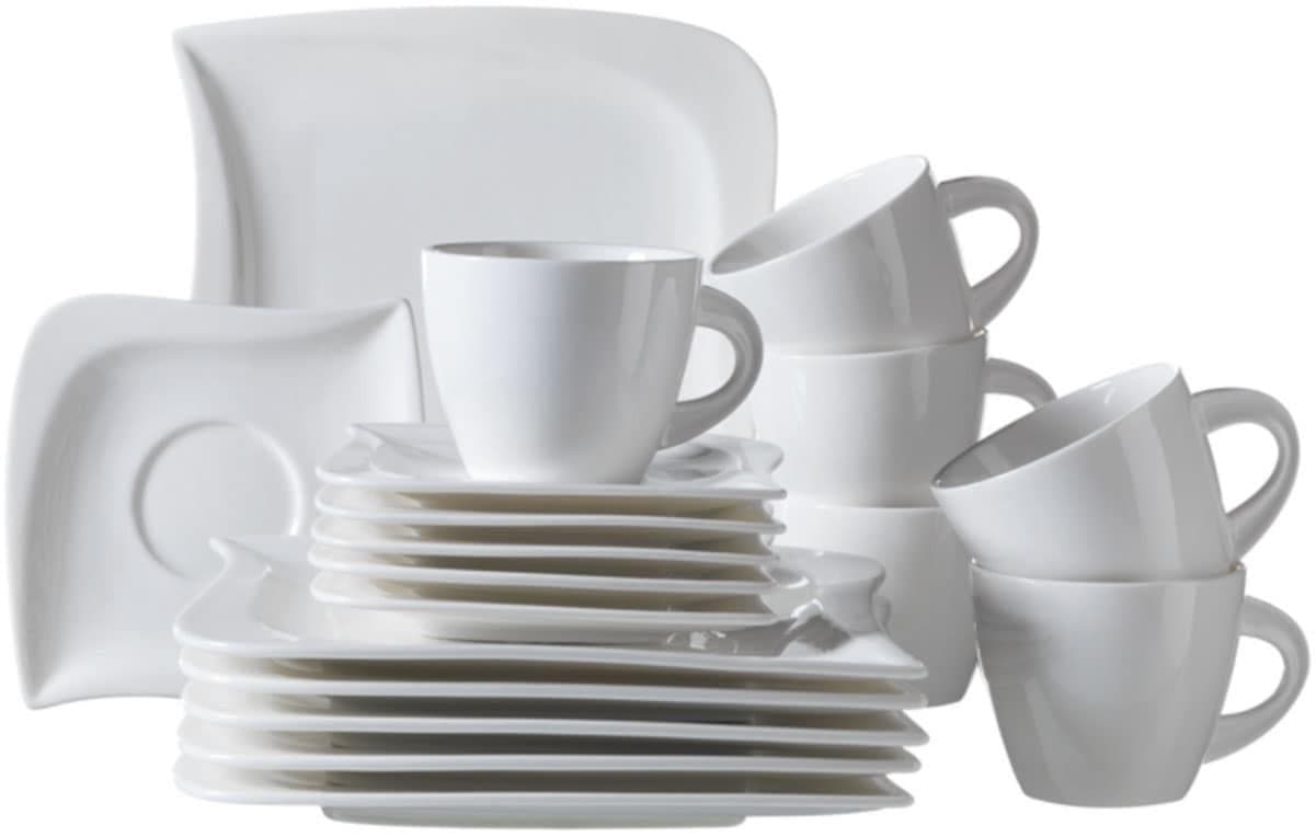 Mäser Kaffeeservice La Musica 18-tlg. Weißes Porzellan-Set für 6 Personen