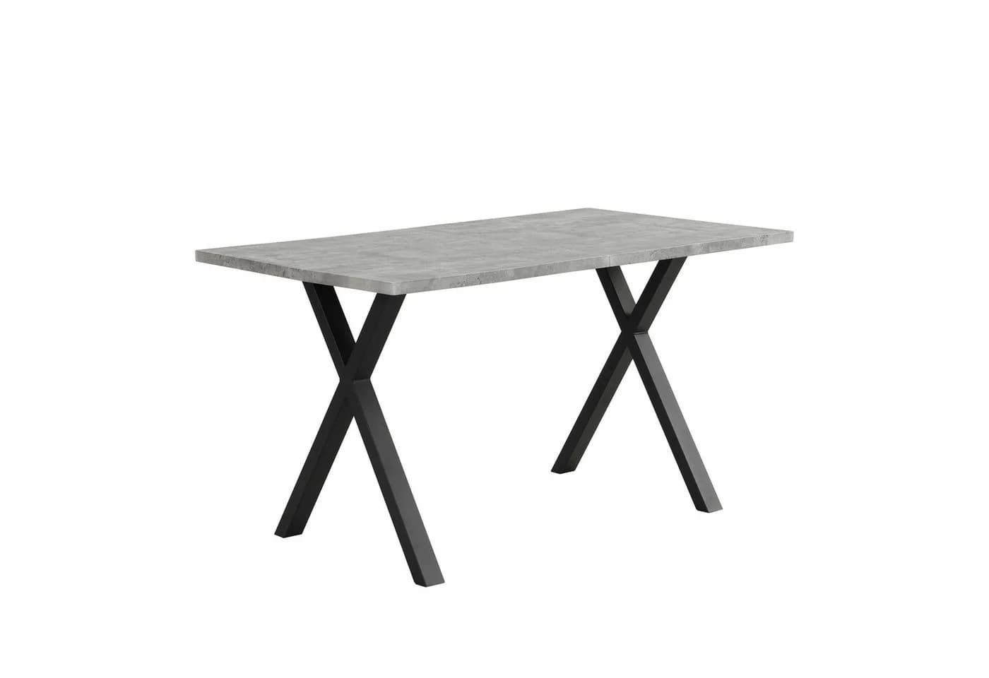 KLAM HOME Esstisch Modern Schwarz Eiche MDF Metall Kreuzbein