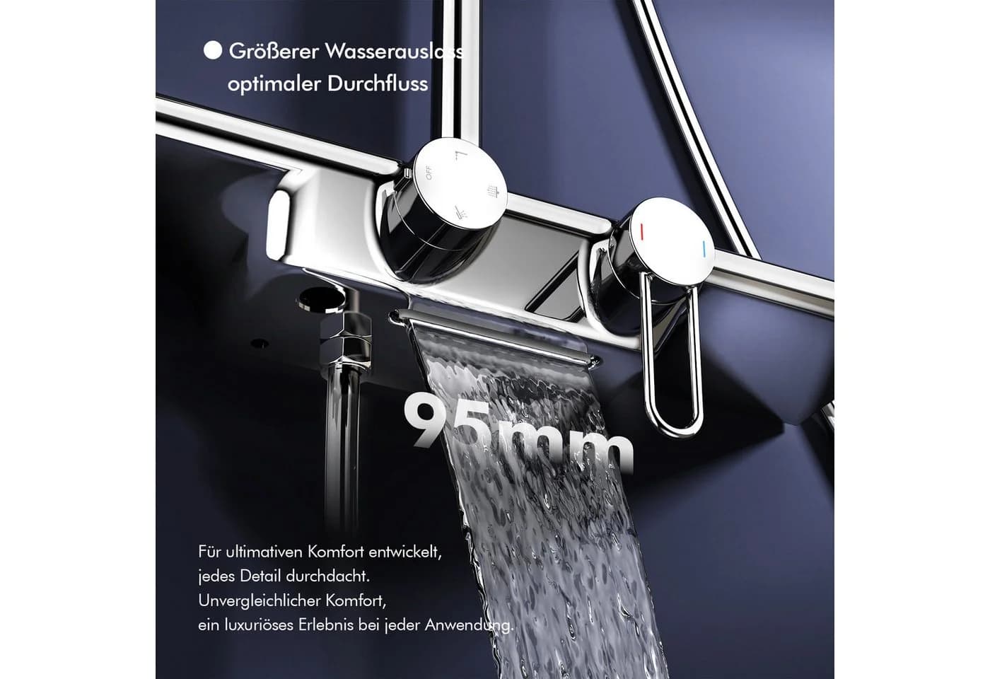 HOMELODY Duschsystem Regendusche 5 Modi 95 mm Wasserfallauslauf