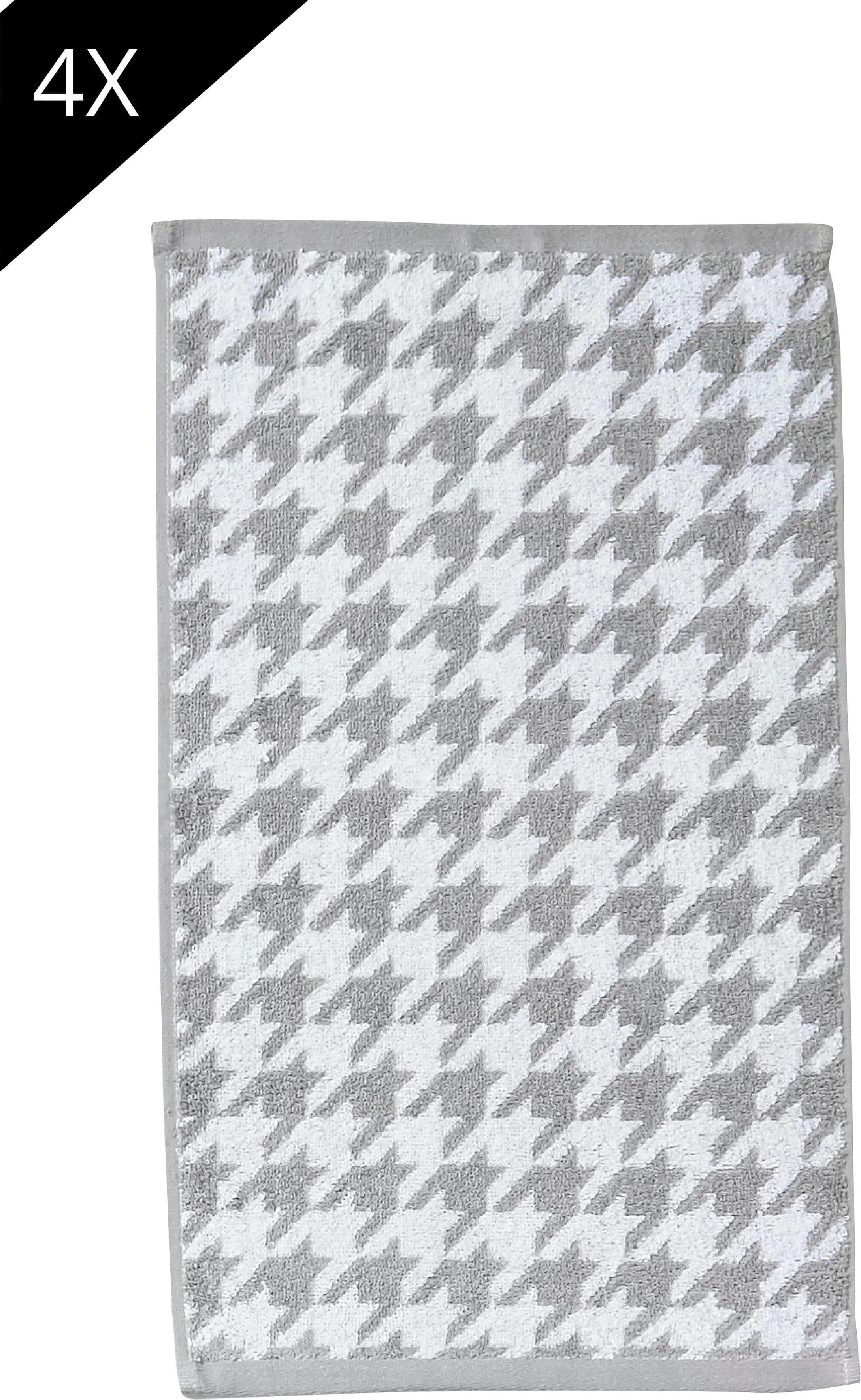 DONE. Handtuch Set Daily Shapes Bird Weiß/Silbergrau 4-tlg. Jacquard