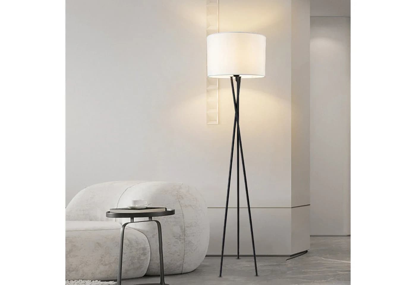 ibettertec Stehlampe LED dimmbar schwarz 165cm Samtschirm