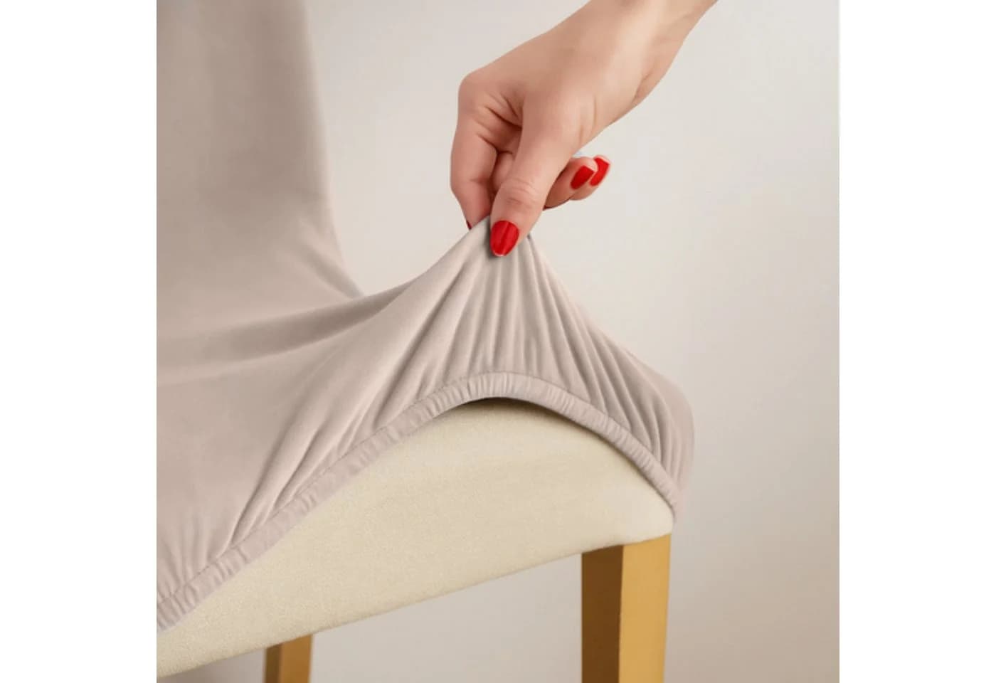 Ruhhy Stuhlhusse 6er-Set Beige Elastisch Universal