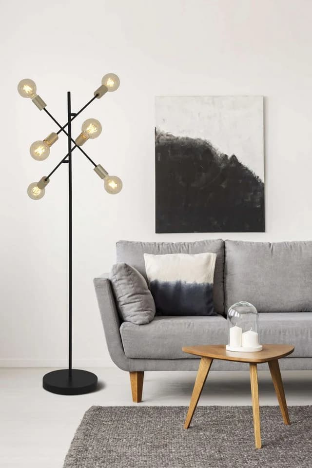 NÄVE Stehlampe Modo Schwarz Gold 6x E27 150 cm