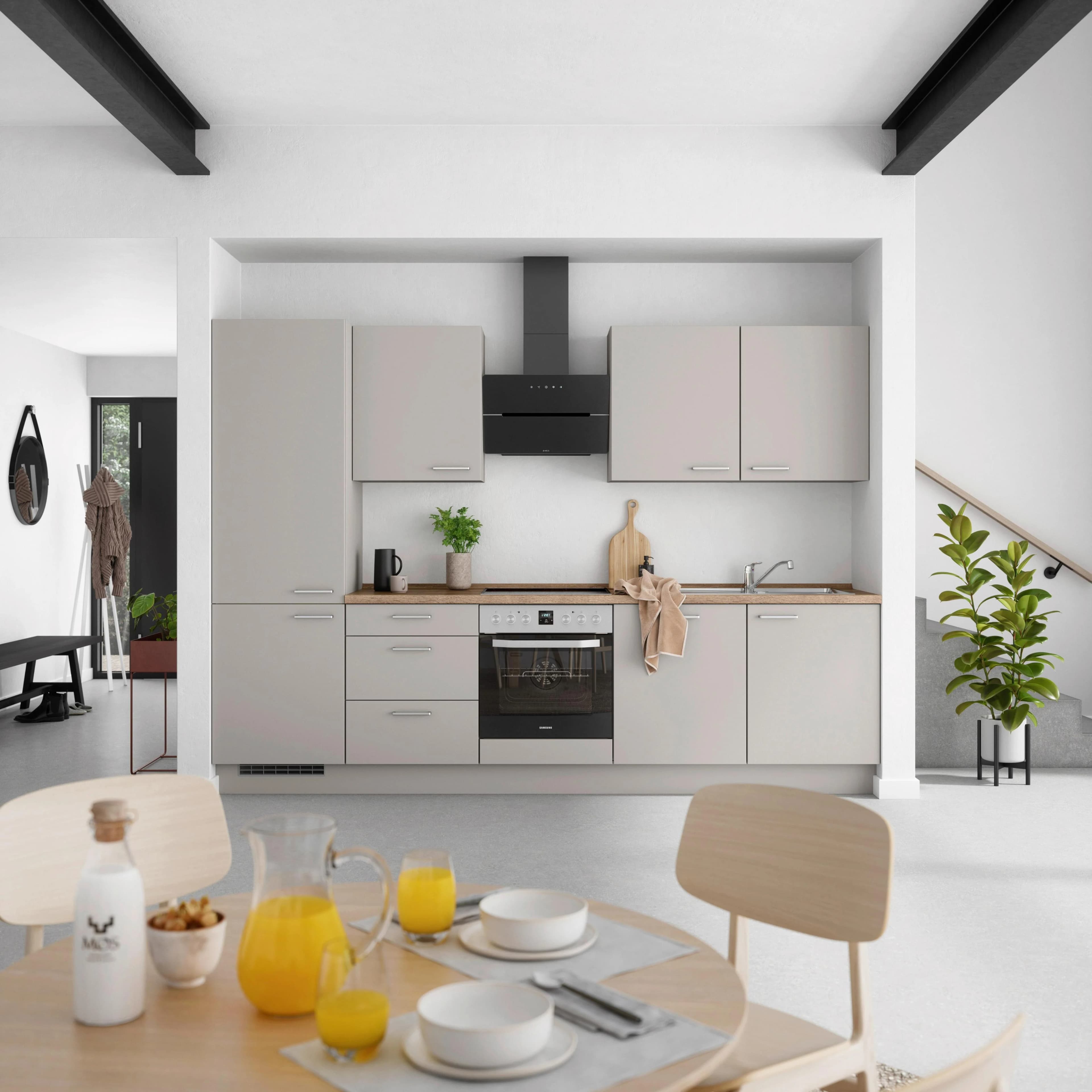 Nobilia Küchenzeile Touch II Steingrau Eiche Havanna Nachbildung 300 cm