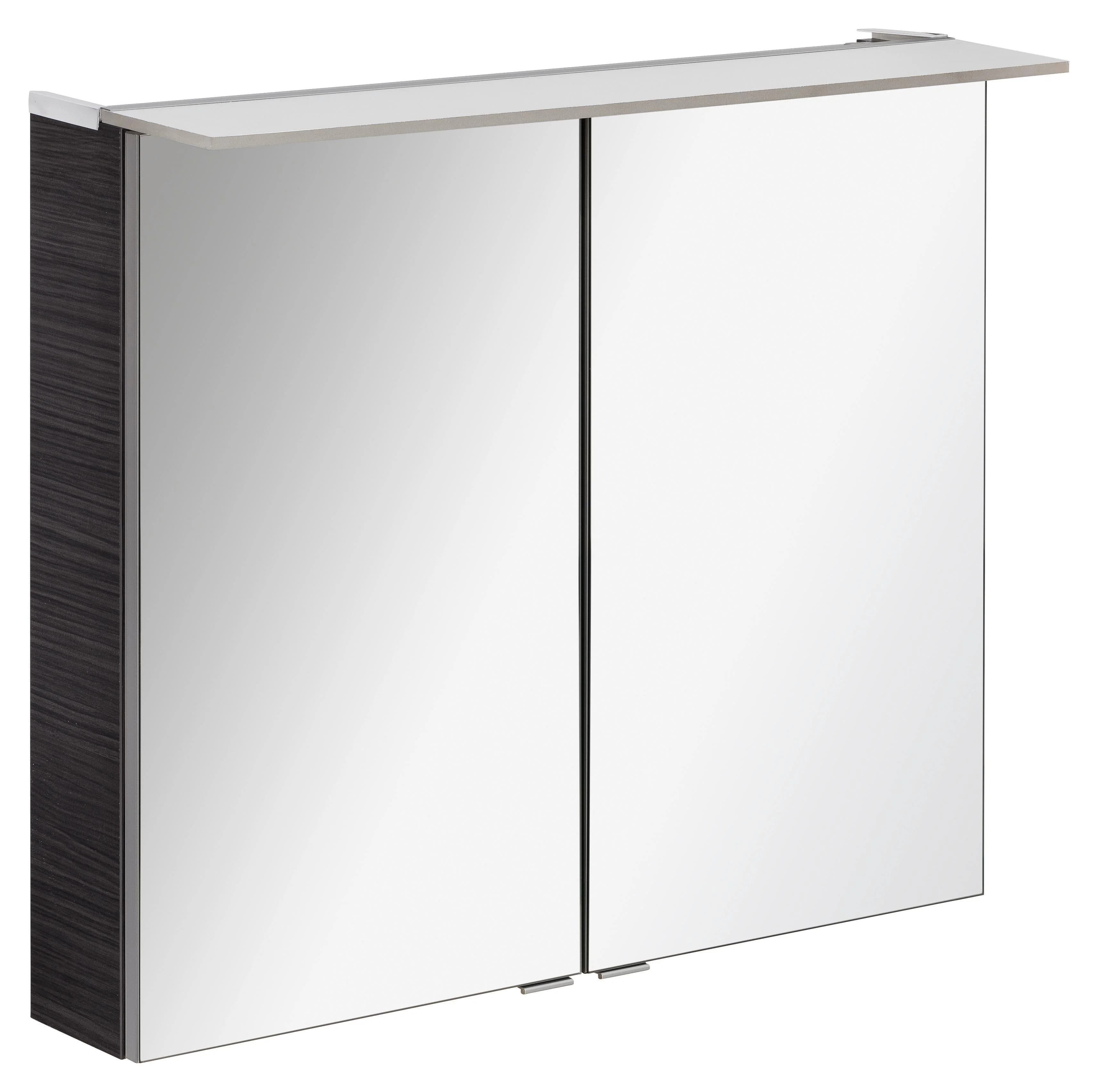 B.Perfekt Spiegelschrank 2-türig mit LED Dunkelbraun